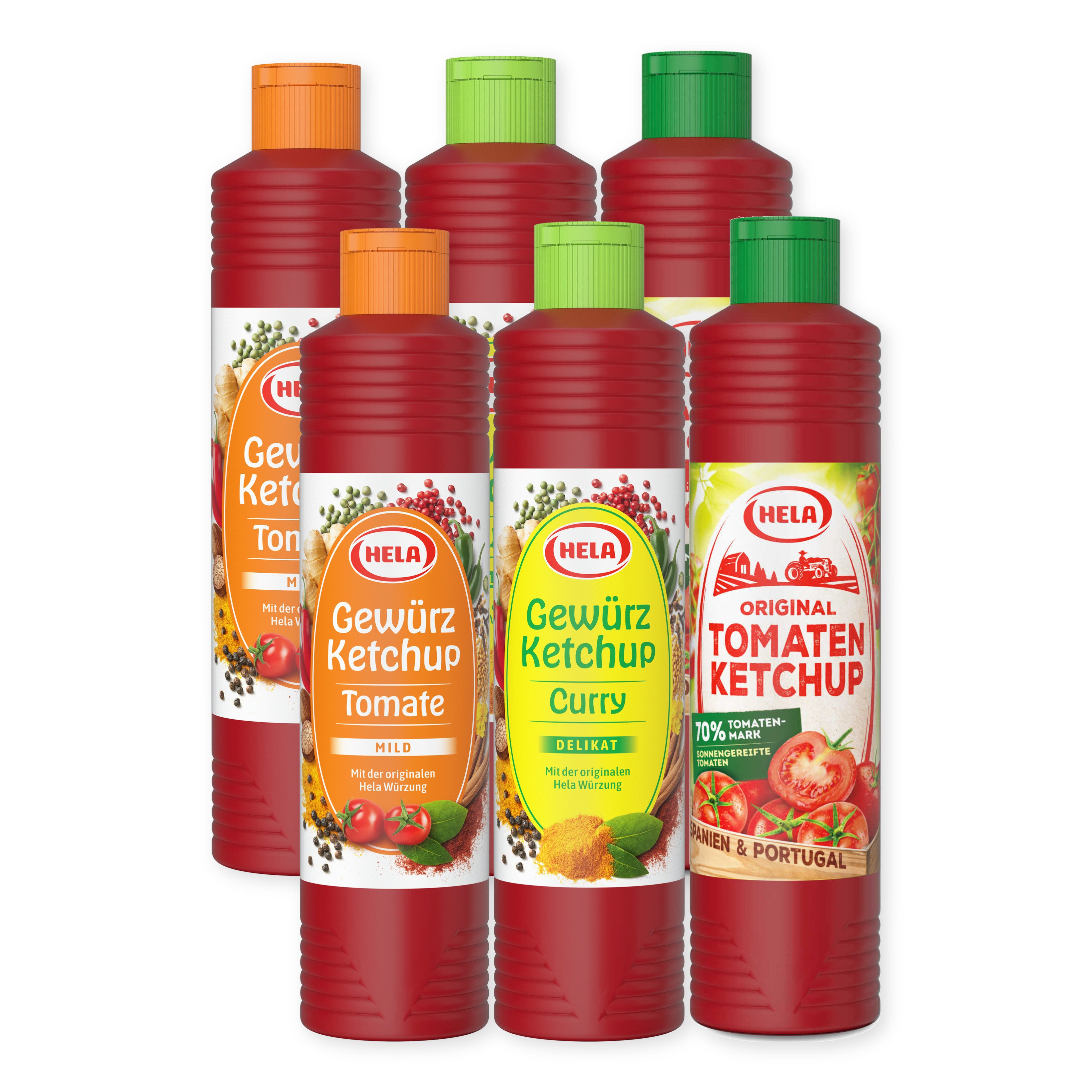 HELA Grillsauce 6x Ketchup Set Curry delikat Tomate mild Original 800ml Vorrat, 6 x 0.8 l, 800 ml