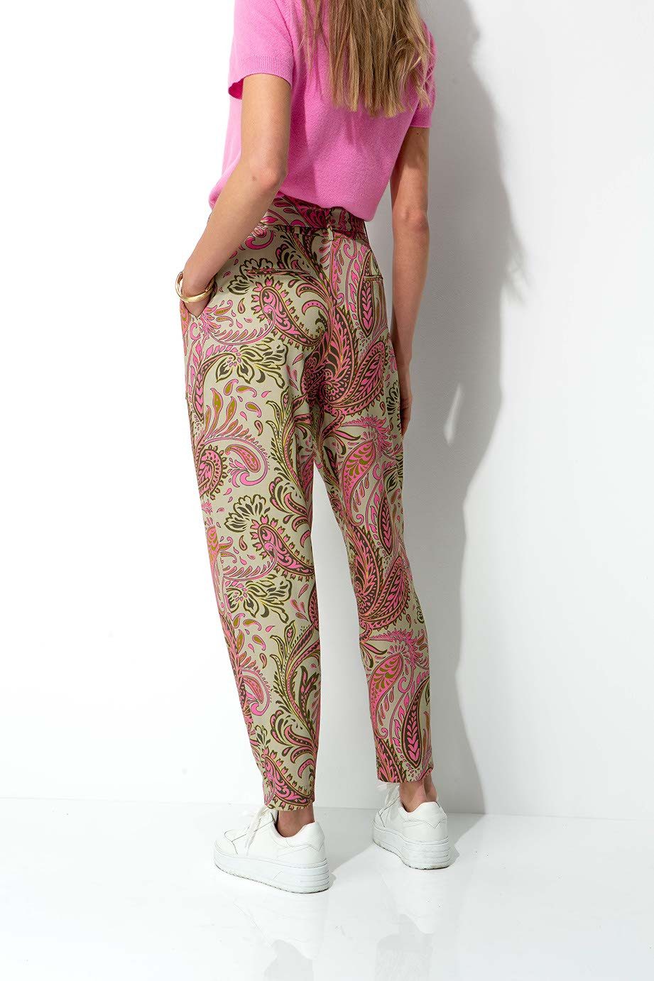 CATNOIR 5-Pocket-Jeans CATNOIR Hose in Viskose Twill mit Print Paisley rosa günstig online kaufen