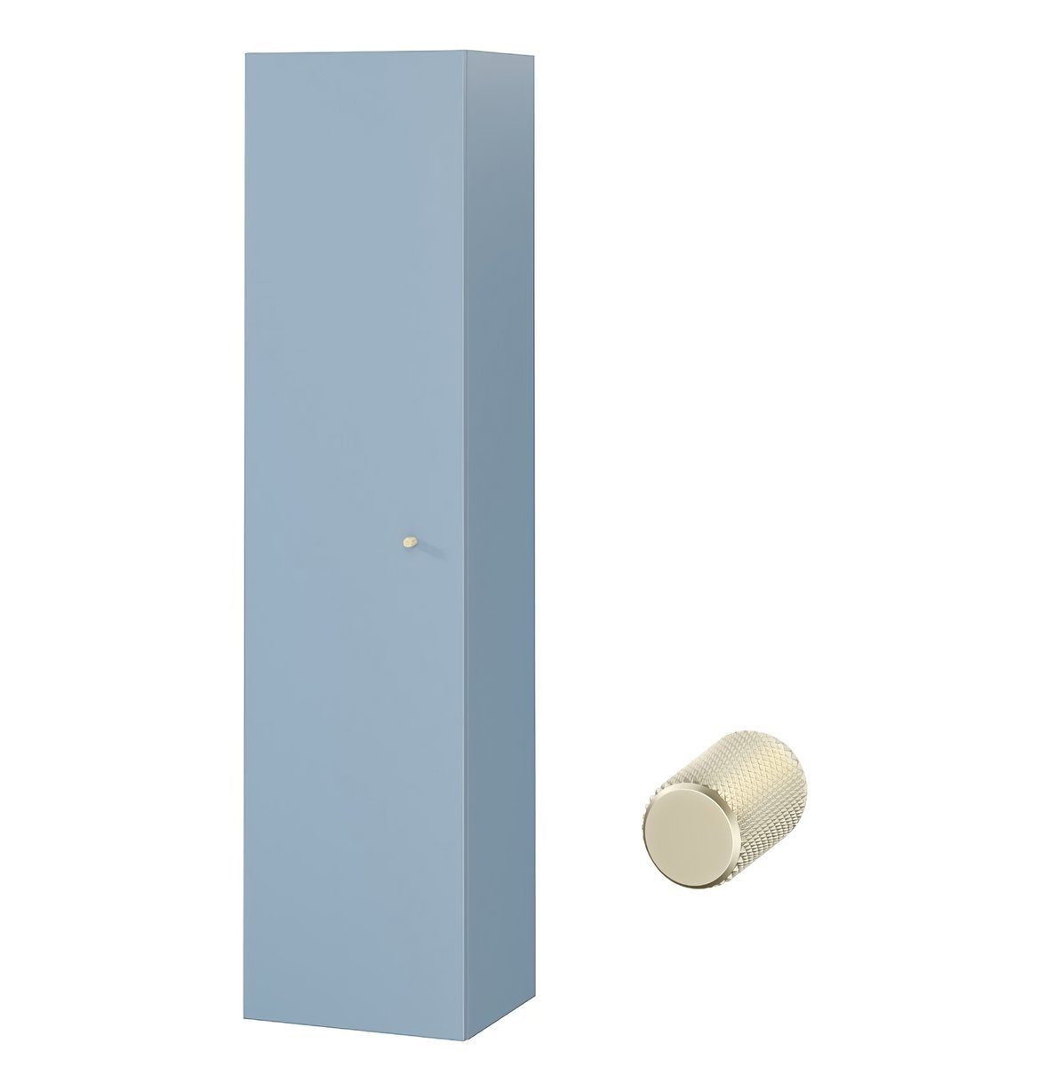 KOLMAN Hochschrank Hochhängeschrank LARGA 160 Blau Golden Möbelgriffe Tür mit Spiegel | Hochschränke