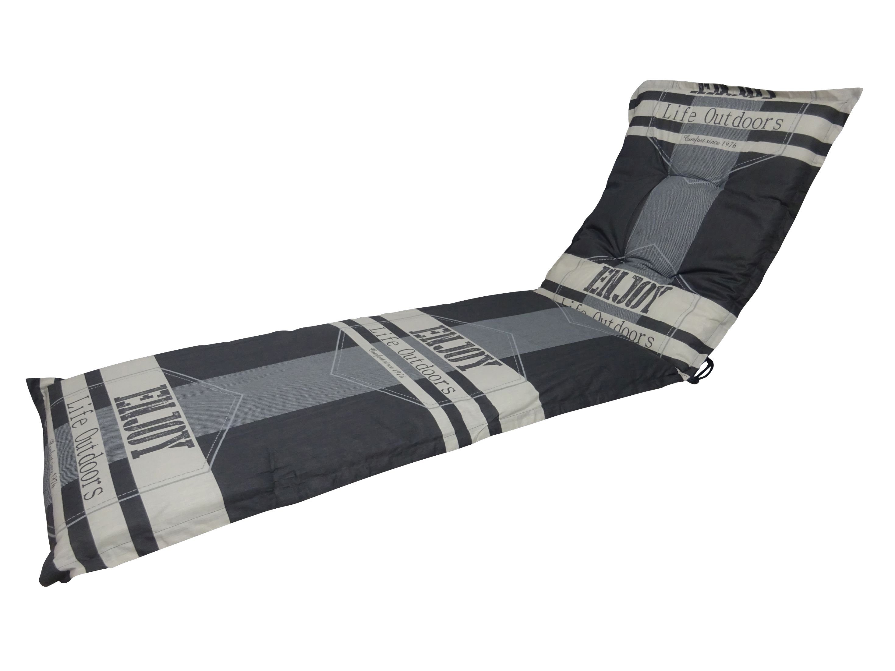 Madison Liegenauflage F 331 Outdoor grey Polster für Liegen 200x60 cm, (Spar-Set, 1 St., 1 Auflage), UV-beständig inkl. Binderbänder und Halteband