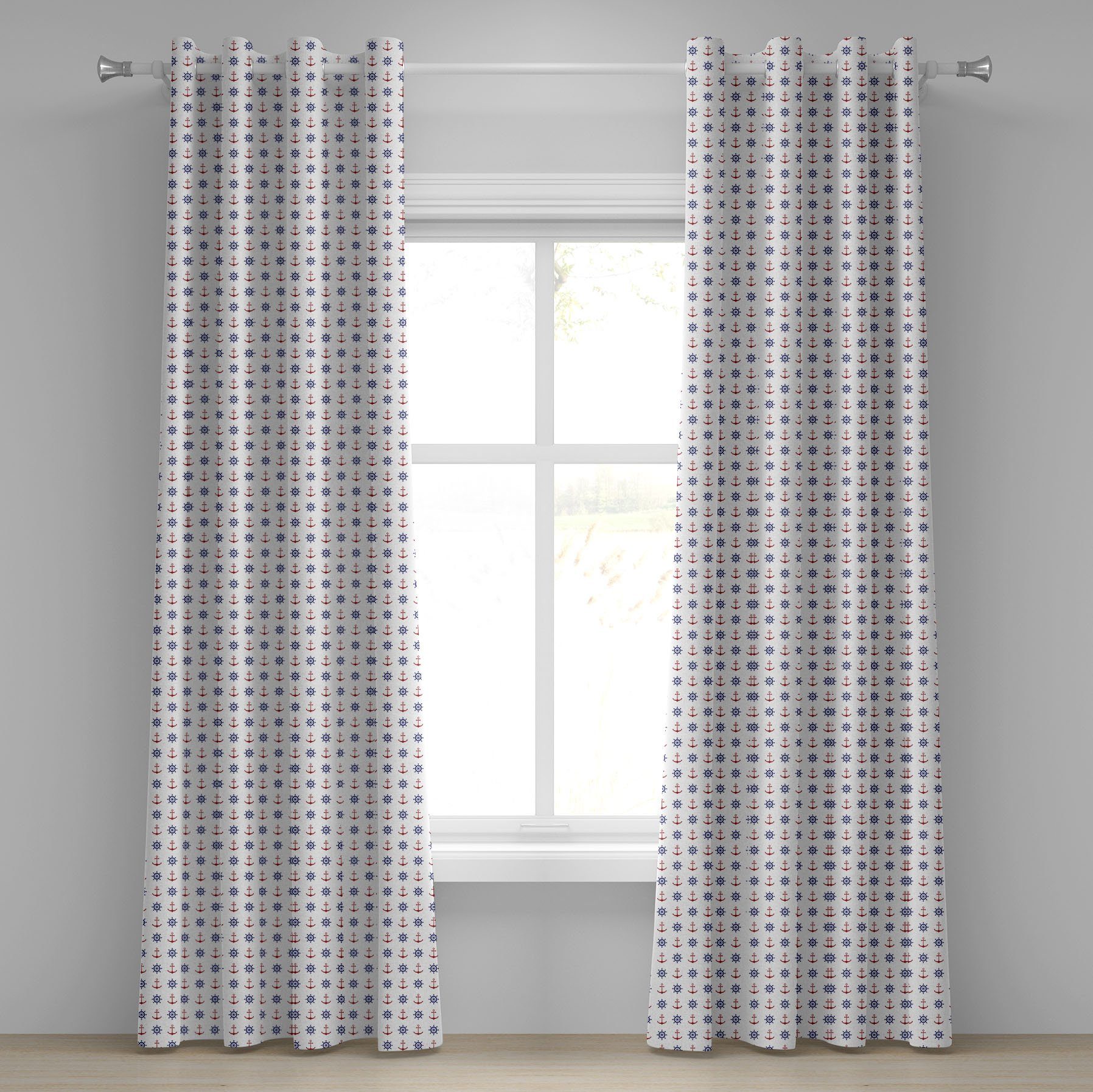 Gardine Dekorative 2-Panel-Fenstervorhänge für Schlafzimmer Anker Leben Wohnzimmer, Abakuhaus, im Räder und Schiff Meer