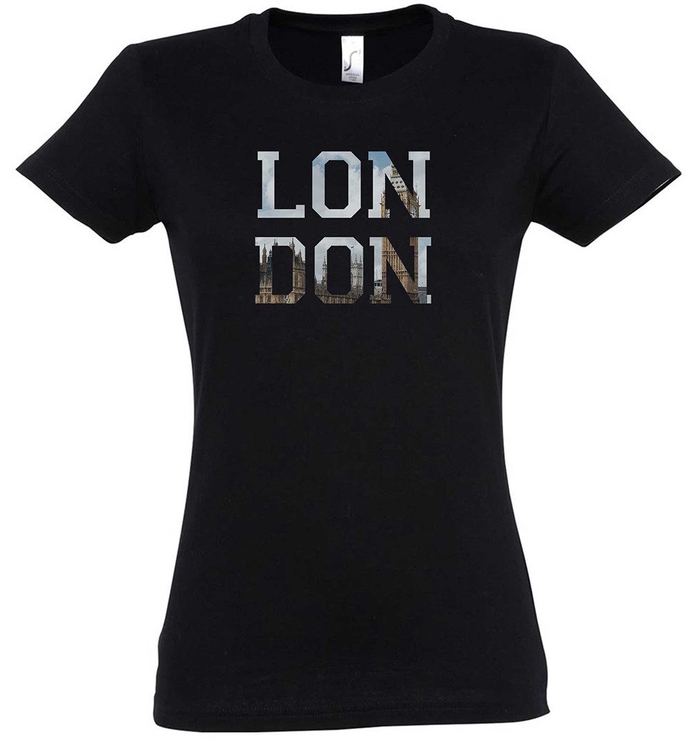 Print-Shirt London Damen T-Shirt Skyline Stadt City UK England Großbritannien
