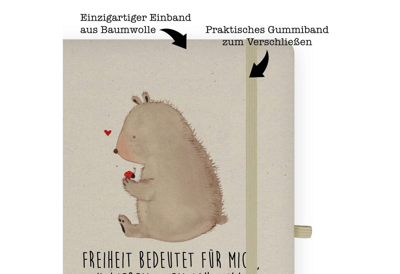 Thumbnail - Mr. & Mrs. Panda Notizbuch Bär Marienkäfer - Transparent - Geschenk, Liebe, DIN A4 Journal, Frei Mr. & Mrs. Panda, Kreat...