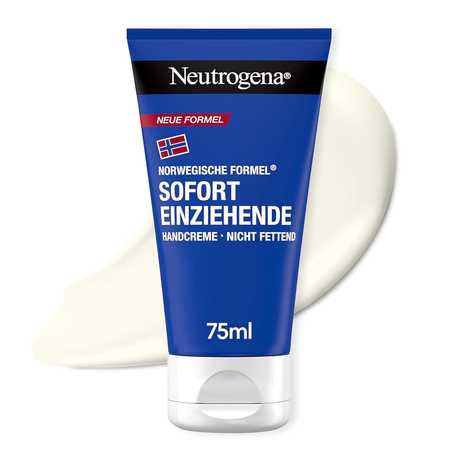 Neutrogena Handcreme Sofort einziehend leichte und nicht fettende Feuchtigkeitscreme 75ml, mit Glycerin + Vitamin E bei trockenen, rissigen Händen
