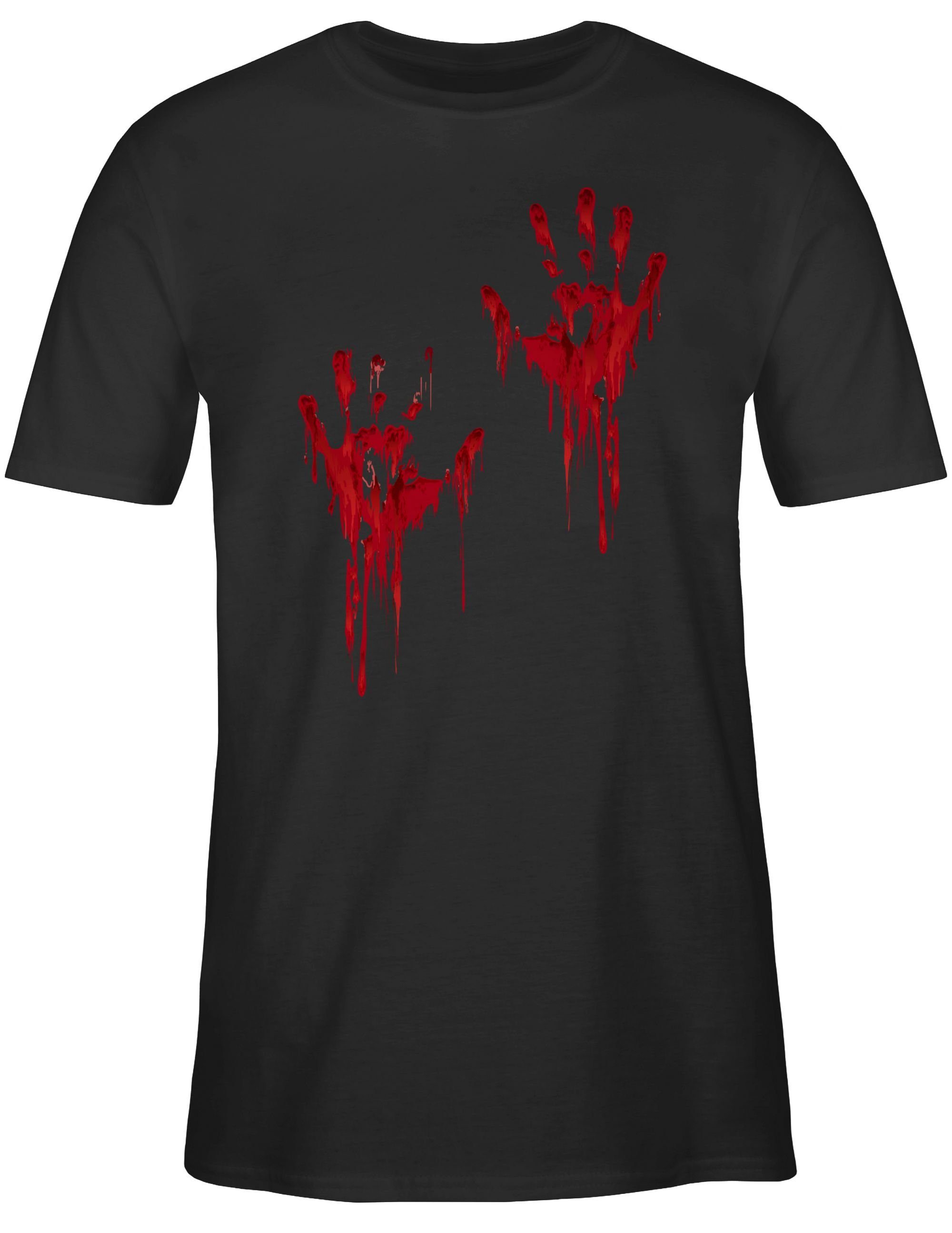 T-Shirt Blutige Hände Blut Handabdruck Blutverschmiert Blutiges Blutspritzer H