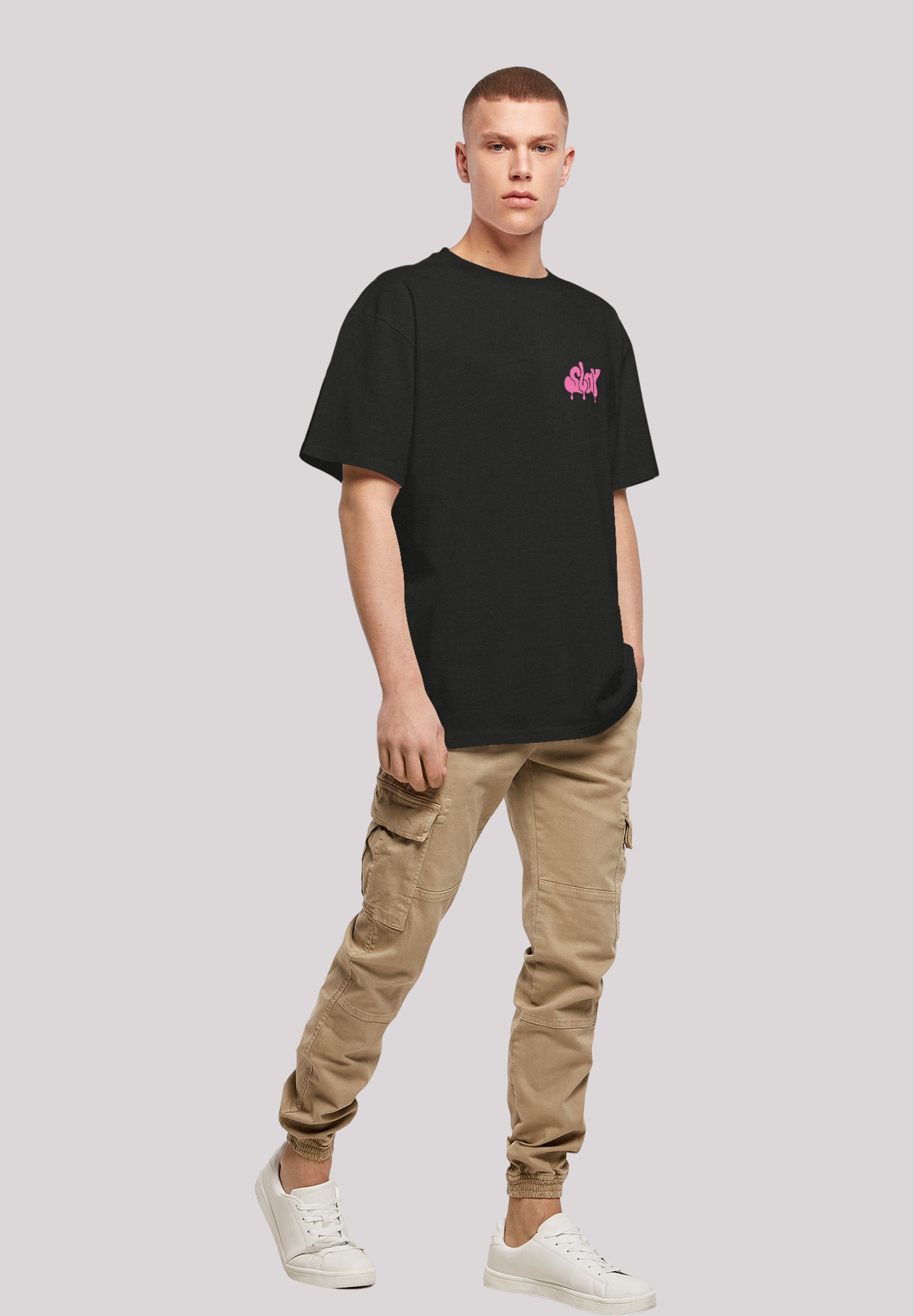 Pink Print Jugenwort SLAY F4NT4STIC T-Shirt schwarz