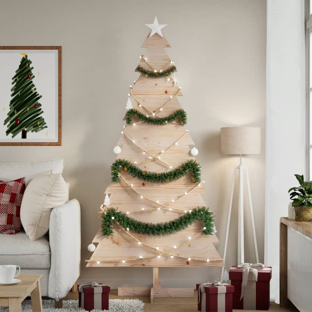 vidaXL Künstlicher Weihnachtsbaum Weihnachtsbaum Holz zum Schmücken 180 cm Massivholz Kiefer