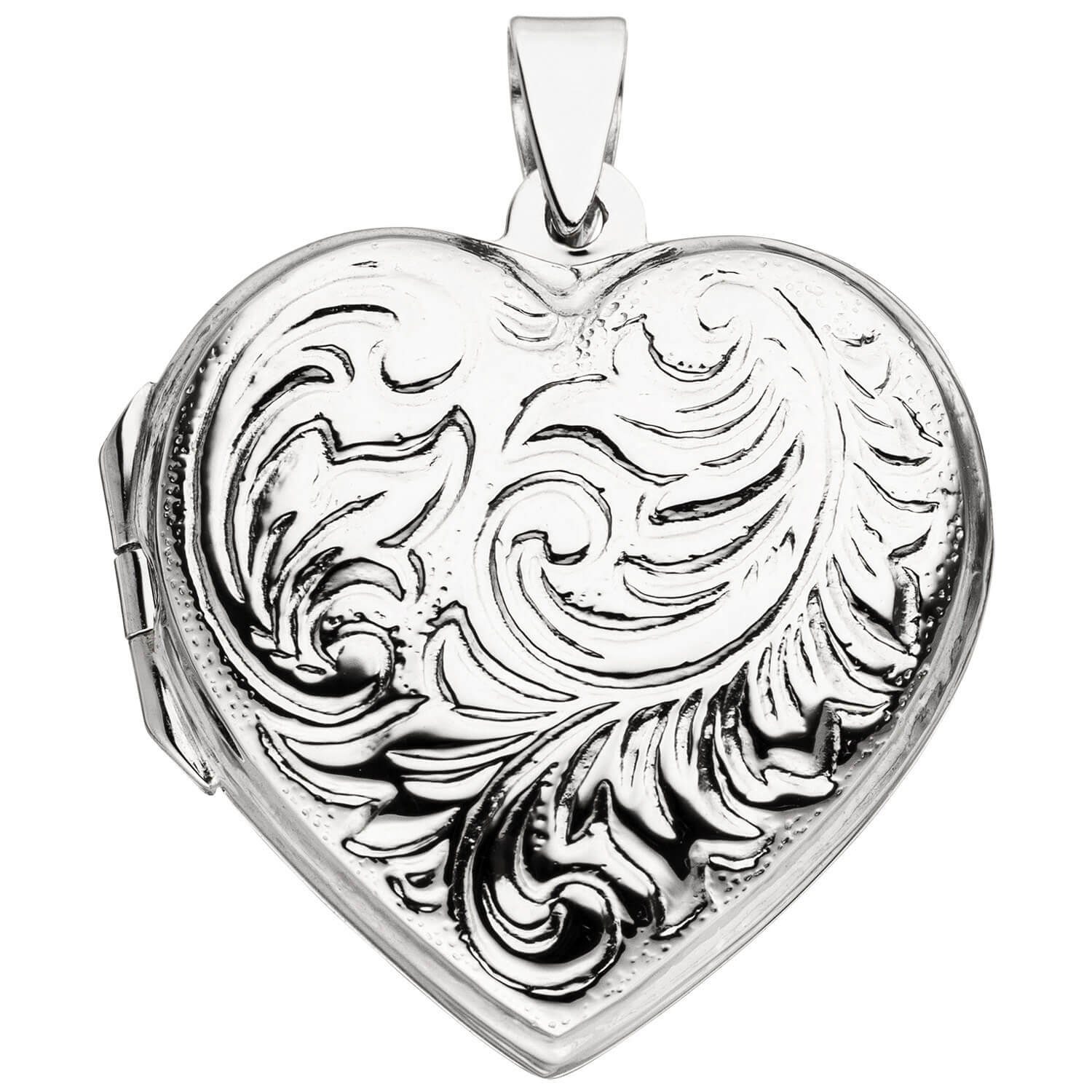 Schmuck Krone Kettenanhänger Anhänger Medaillon für 2 Fotos Herz 925 Silber, Silber 925