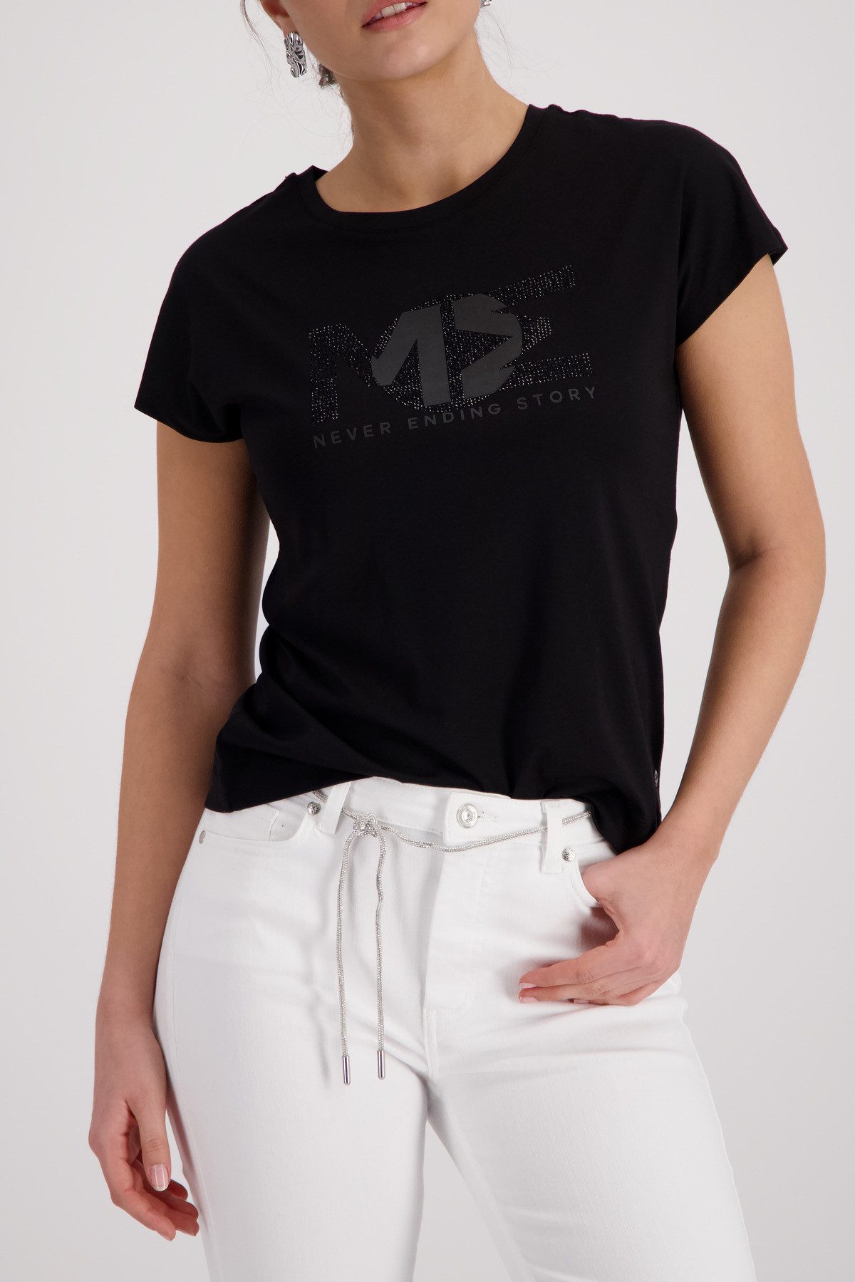 Monari T-Shirt Shirt Basic Schmuck Regular fit mit Strasssteinen