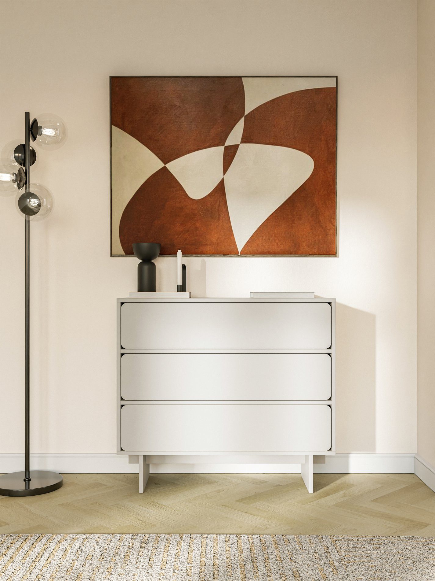 Selsey Kommode WUWU, mit 3 Schubladen, greige, 101 cm breit