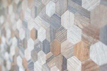 Mosani Alluminium Metall Mosaikfliesen Selbstklebende Wandfliesen in Holzoptik Hexagon, Holzbraun, Spritzwasserbereich geeignet, Küchenrückwand Fliesenspiegel