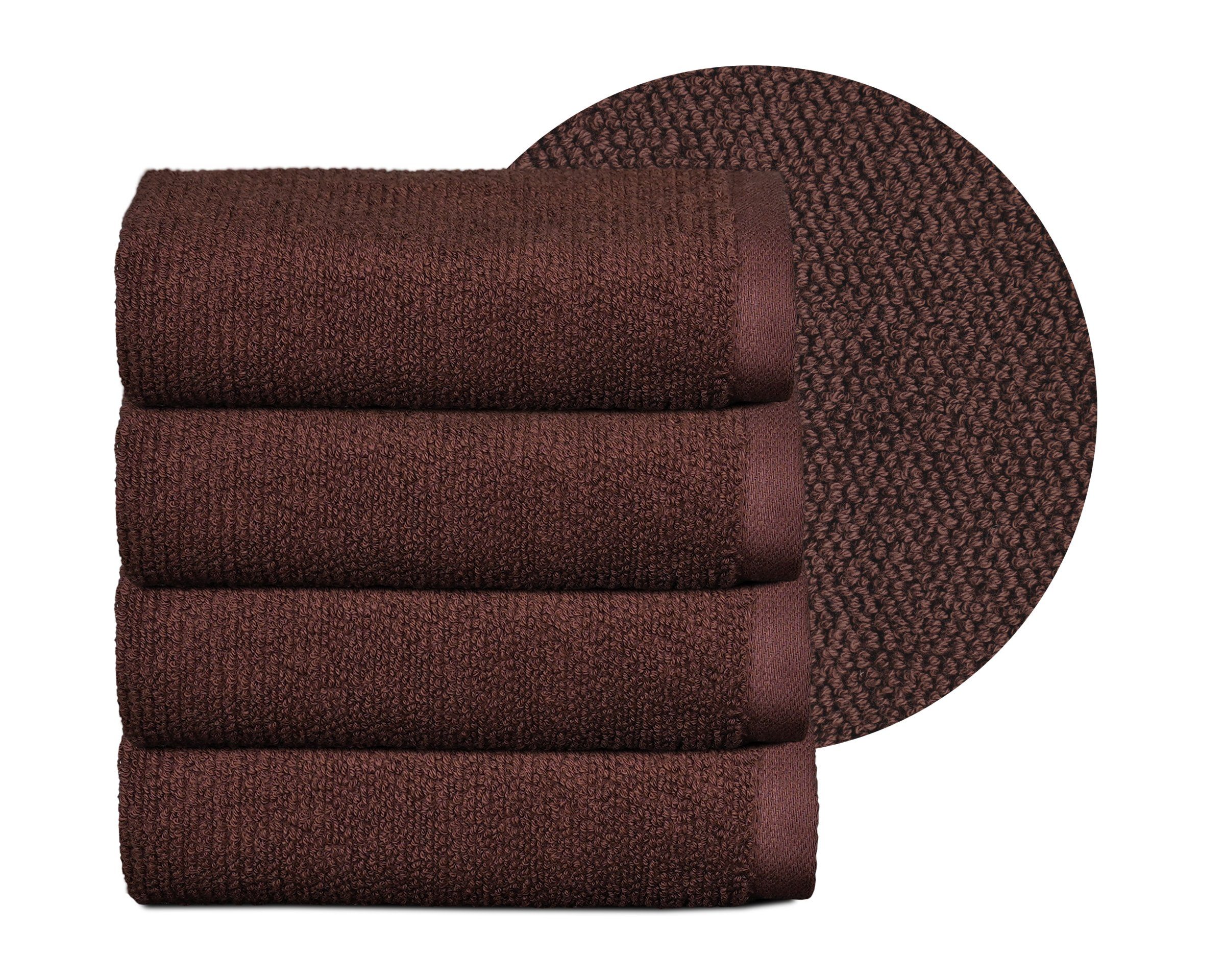Beautex Handtuch Set Handtuch Set, Made in Europe, Frottier, (Multischlaufen-Optik, Frottier Premium Set aus 100% Baumwolle 550g/m) Dunkelbraun