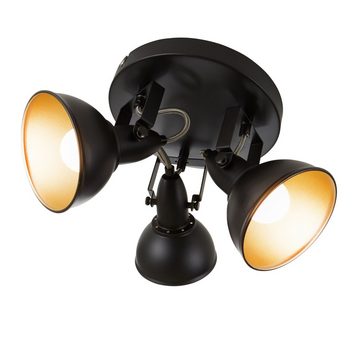 Briloner Leuchten Deckenspots 2049-035R, schwenkbar, retro, ohne Leuchtmittel, Warmweiß, Deckenlampe, 21x15,6cm, Schwarz-Gold, max.40W, E14, Wohnzimmer, Flur