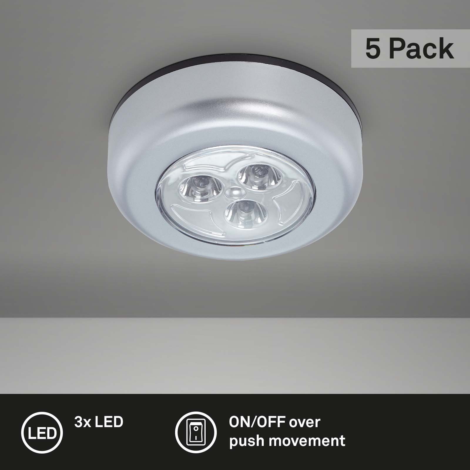 Briloner Leuchten LED Unterbauleuchte 2633-054, An/Aus via Push, Batteriebetrieb, selbstklebend, Push Light, 6,8x2,3cm, Titanfarbig, Schrank, Schublade, Küchenlampe