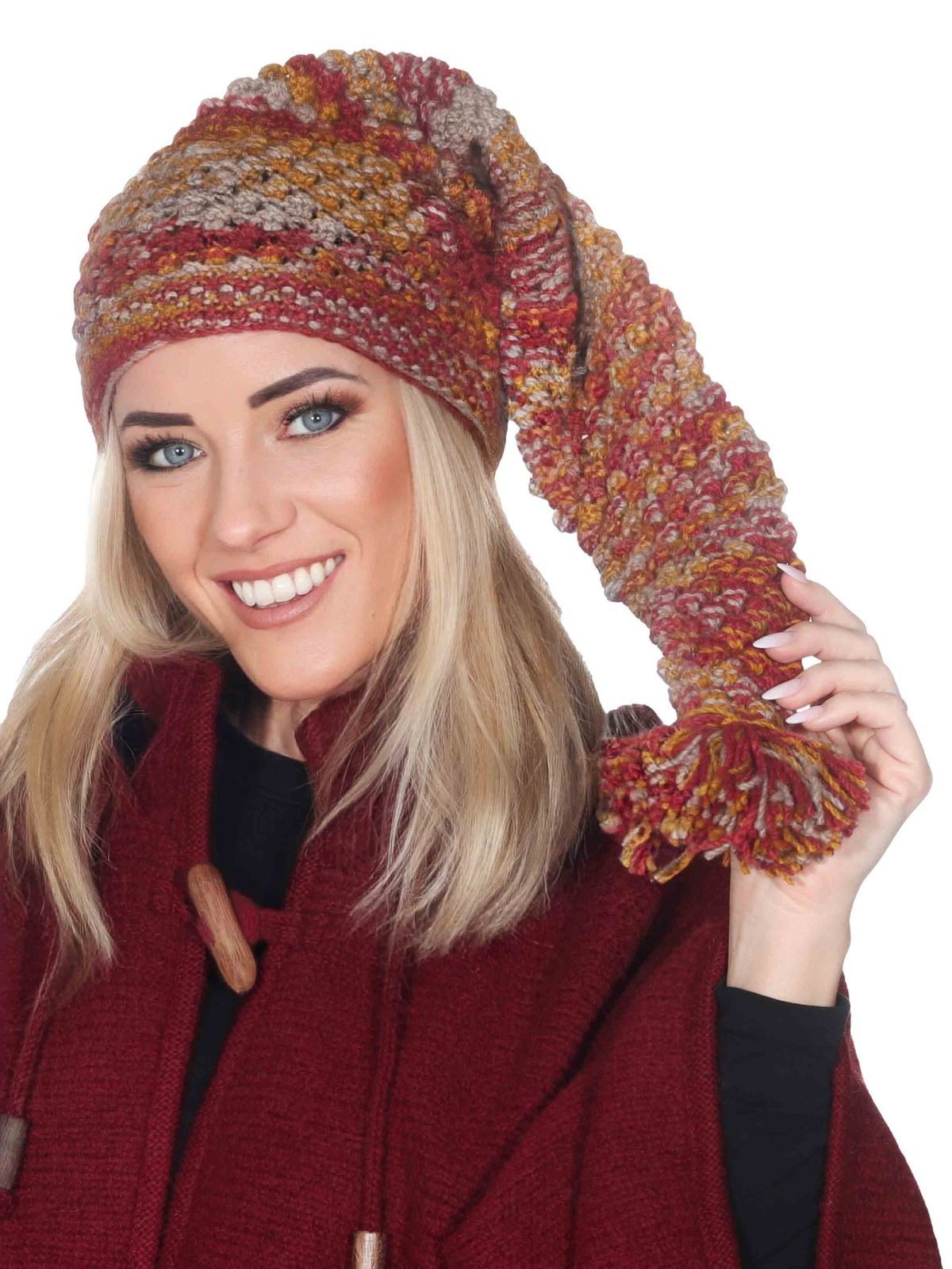 KUNST UND MAGIE Strickmütze Strickmütze lange Zipfelmütze Bommelmütze Mütze günstig online kaufen