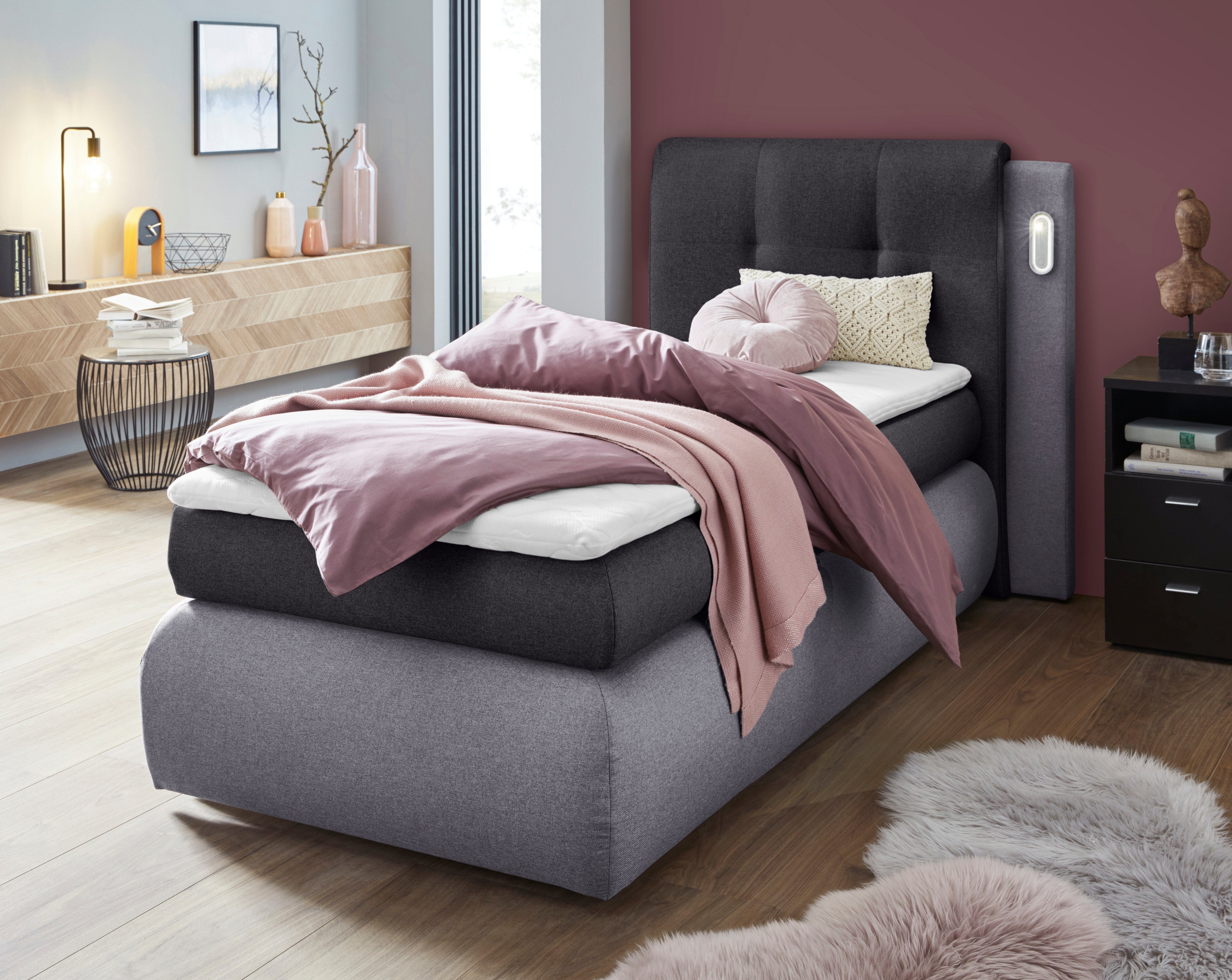 COLLECTION AB Boxspringbett Borna, inklusive Bettkasten, LED-Beleuchtung und Topper