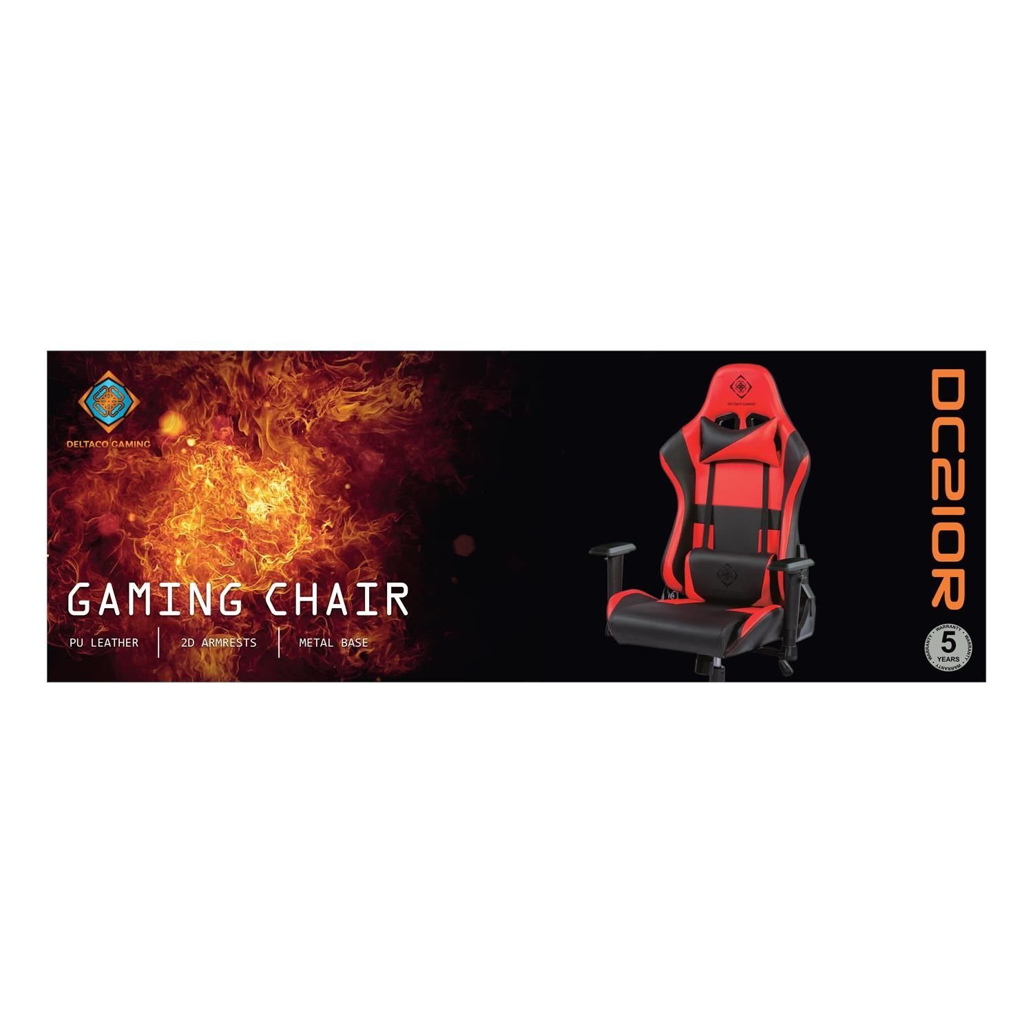 5 (kein Jahre Herstellergarantie Rückenlehne, DELTACO Gaming inkl. 110kg hohe Kissen schwarz/rot groß, Gamer Set), extra Stuhl Gaming-Stuhl Jumbo Stuhl