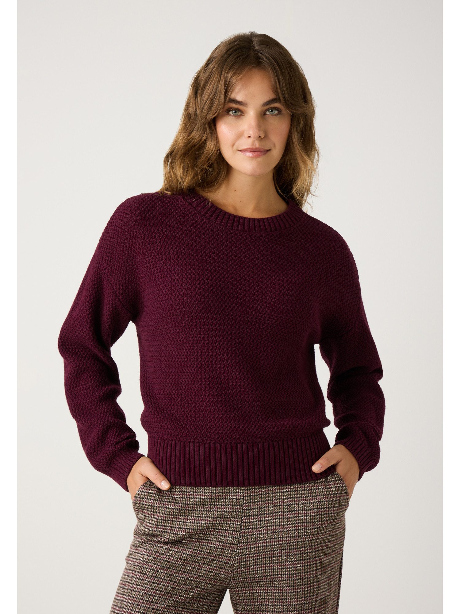 MORE&MORE Strickpullover Rundhalspullover mit Struktur günstig online kaufen