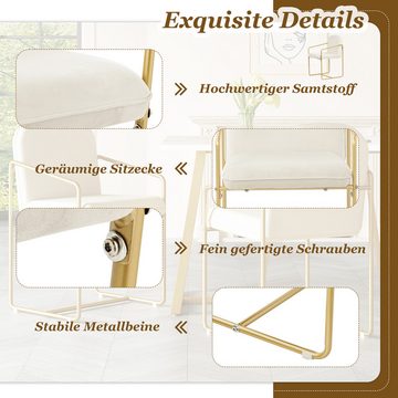 WISHDOR Essgruppe Esstisch mit 4 Esszimmerstühlen, (5-tlg), mit goldene Beine, Patchwork Tischplatte,Samt Esszimmerstühle