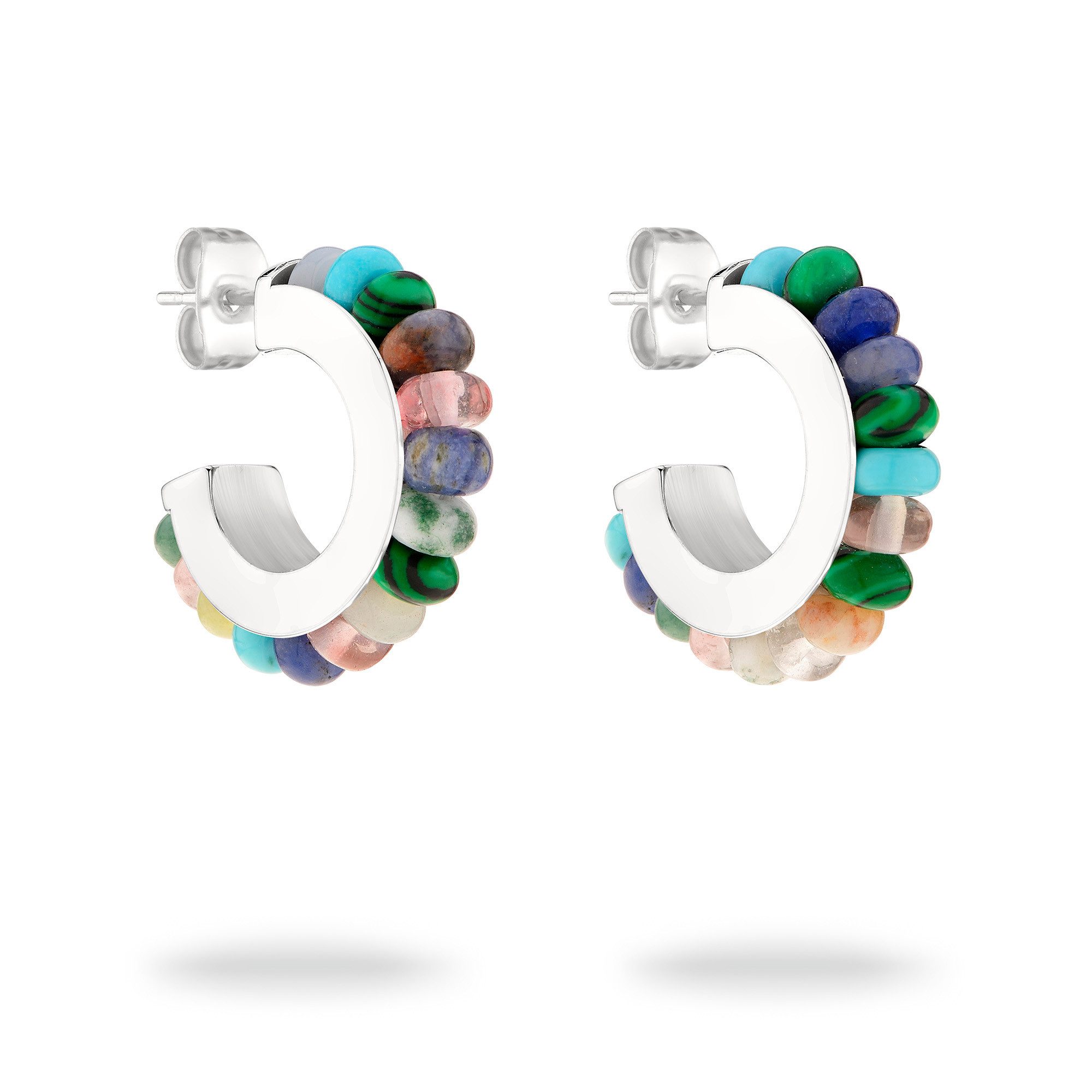 Tamaris Paar Creolen Schmuck Geschenk Edelstahl Ohrringe All About Beads, mit Naturstein