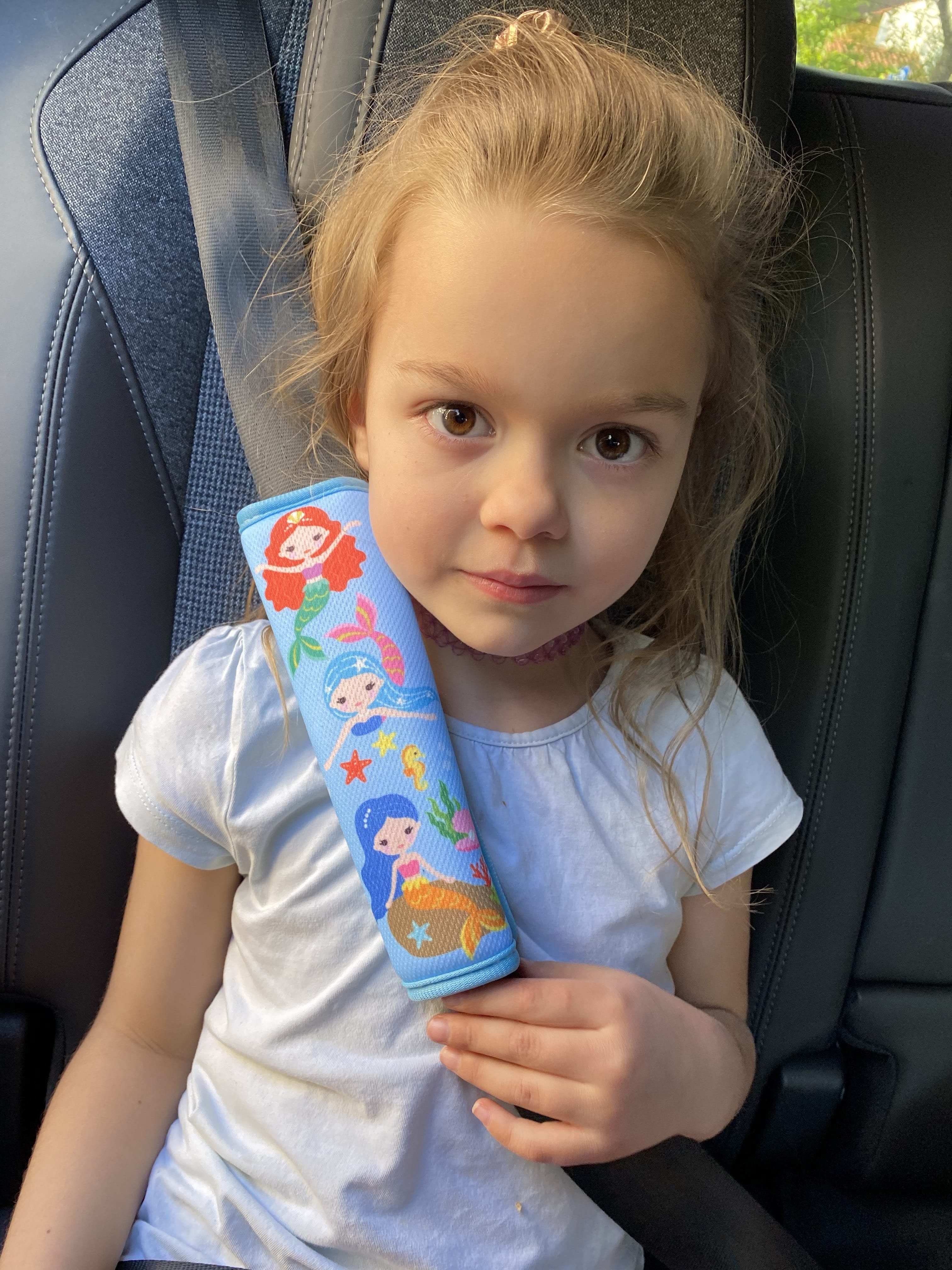 HECKBO Schlafkissen 1x oder 2x Kinder Auto Gurtpolster Gurtschutz mit Meerjungfrauen Motiv - Sicherheitsgurt Polster für Kinder und Babys- Ideal für jeden Gurt  – Bild 5 von 5
