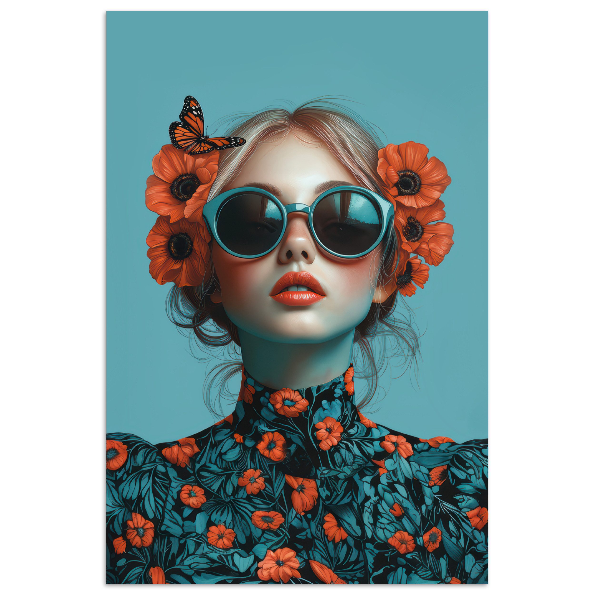 MuchoWow Poster Frau - Blau - günstig online kaufen