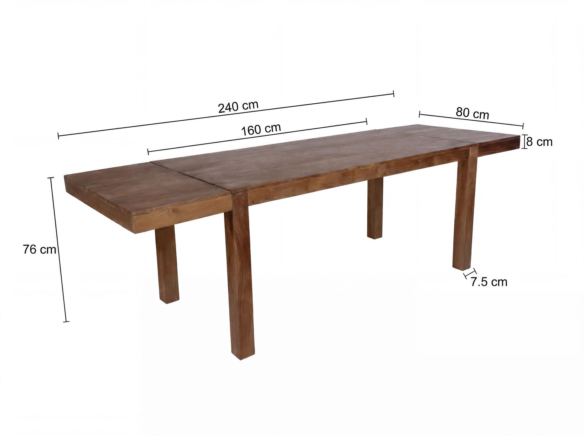 FINEBUY Esstisch FB118606 Esszimmertisch Erweiterbar 160 - 240cm Massivholz Küchentisch (160 cm Massivholz Rechteckig Erweiterbar), Esszimmertisch Groß, Küchentisch Esszimmer Modern