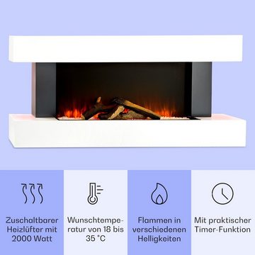 Klarstein Elektrokamin Studio Light & Fire, elektrischer Kamin mit Heizfunktion Heizlüfter elektrischer Kaminofen