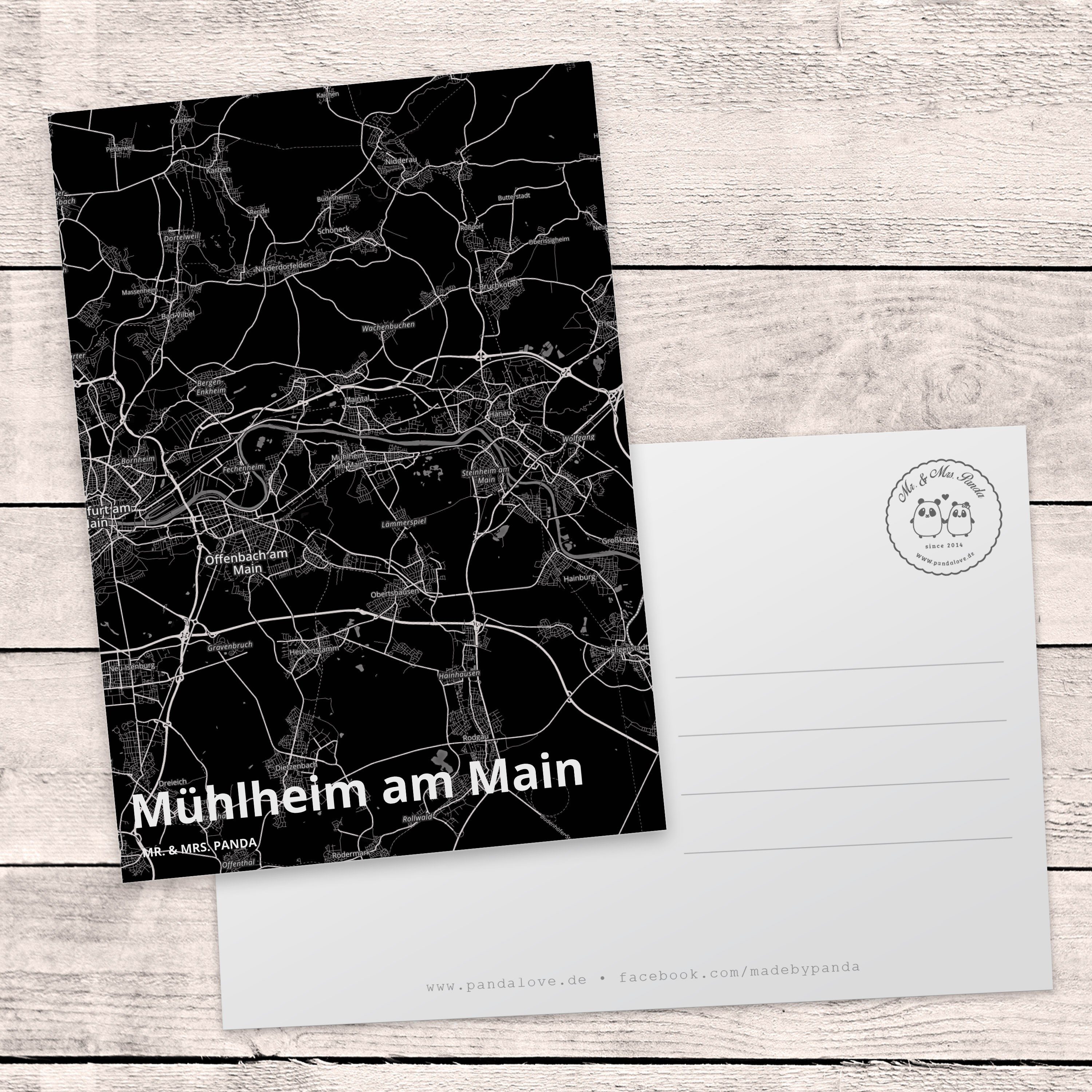 Main Mühlheim Postkarte Mr. & Dorf, Einl am Ort, Geburtstagskarte, Mrs. Geschenk, - Panda Stadt,