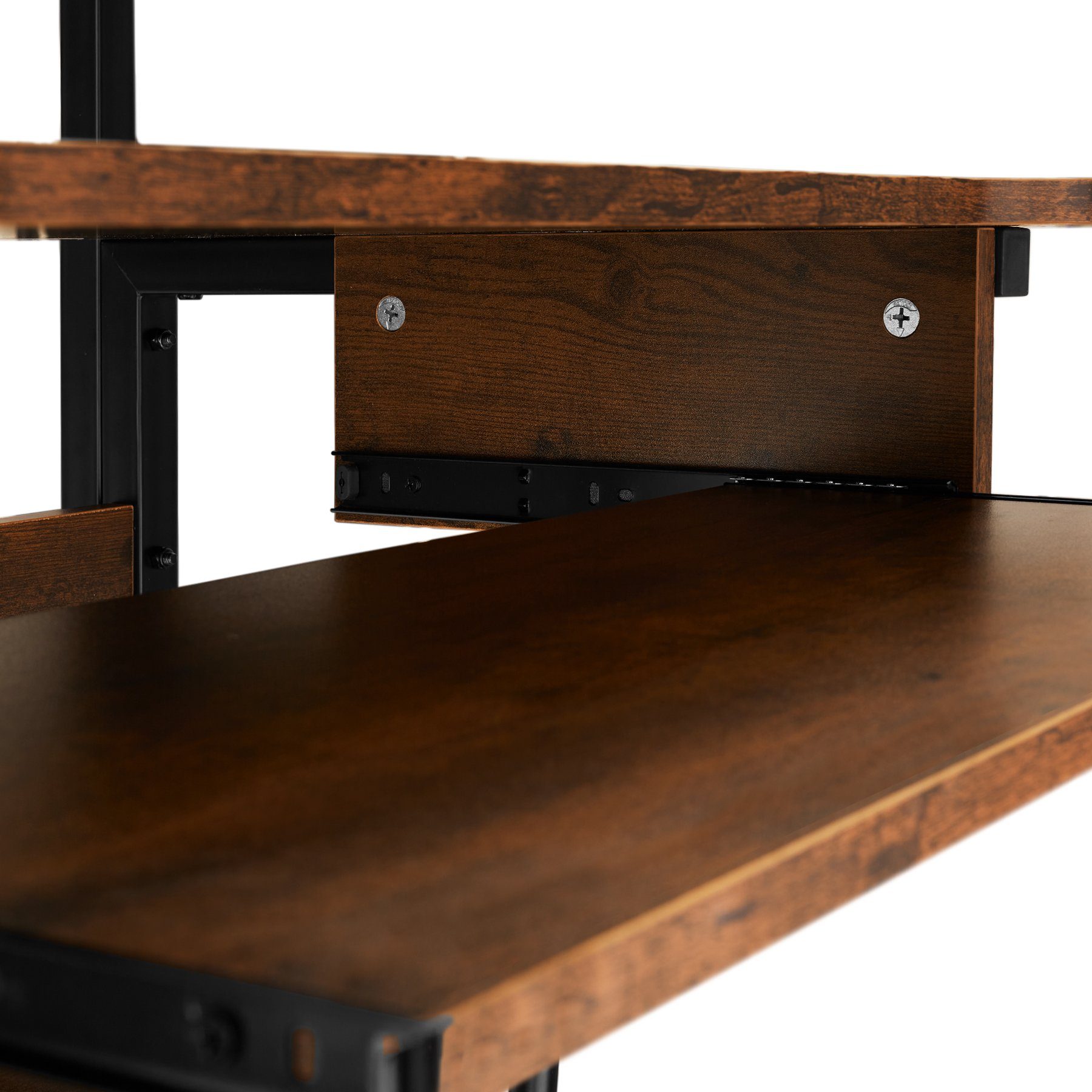 tectake Schreibtisch tlg) rustikal (1-St., Holz 1 dunkel, Fife Industrial