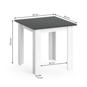 Vicco Esstisch Esszimmertisch Küchentisch KARLOS 80cm Weiß / Anthrazit