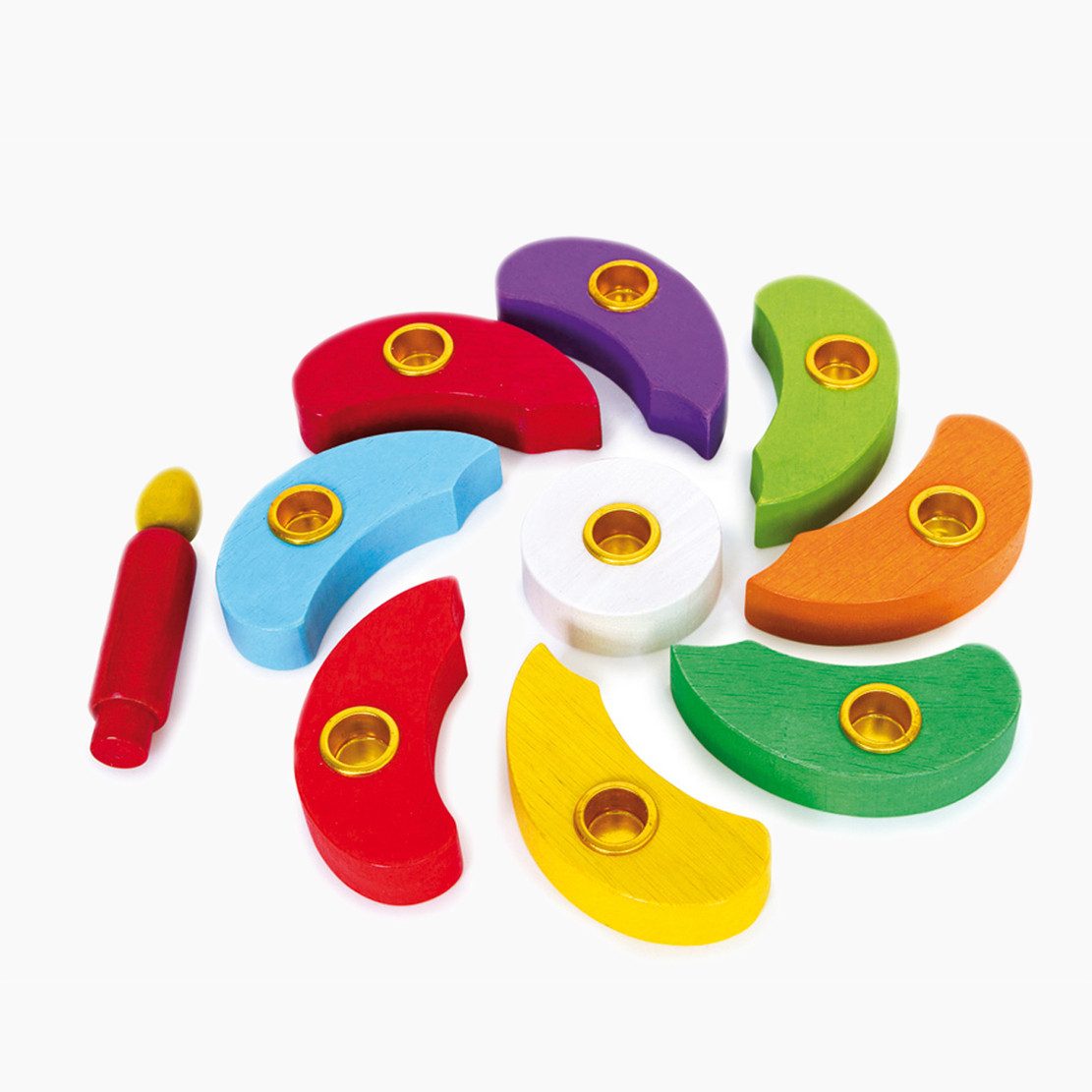 Small Foot Geburtstagskerze Geburtstagskranz Blume (spar packung, 9-tlg), Aus fein poliertem Buchenholz mit liebevollen Details