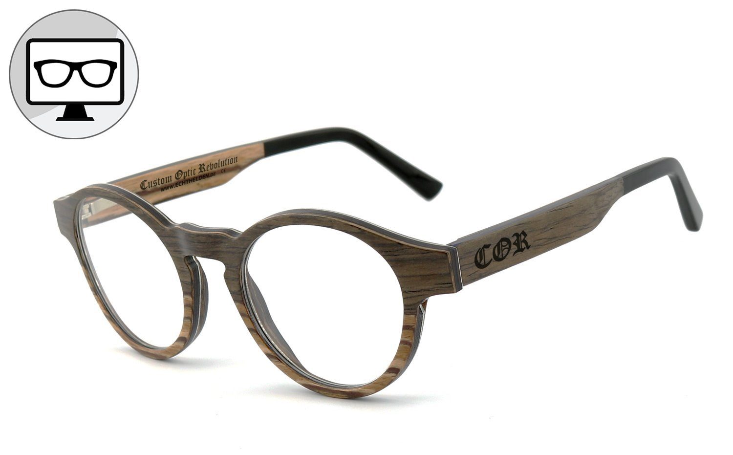 COR Brille Blaulichtfilter Brille, Blaulicht Brille, Bildschirmbrille, Bürobrille, Gamingbrille, Holzbrille