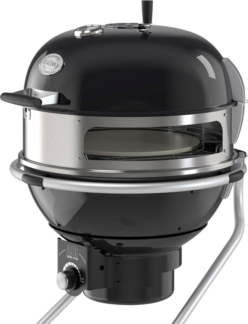 RÖSLE Grillerweiterung Gourmetring, für Kugelgrills Ø: 60 cm, 25047, Edelstahlring für Drehspieß und Zubereitung von Pizzas
