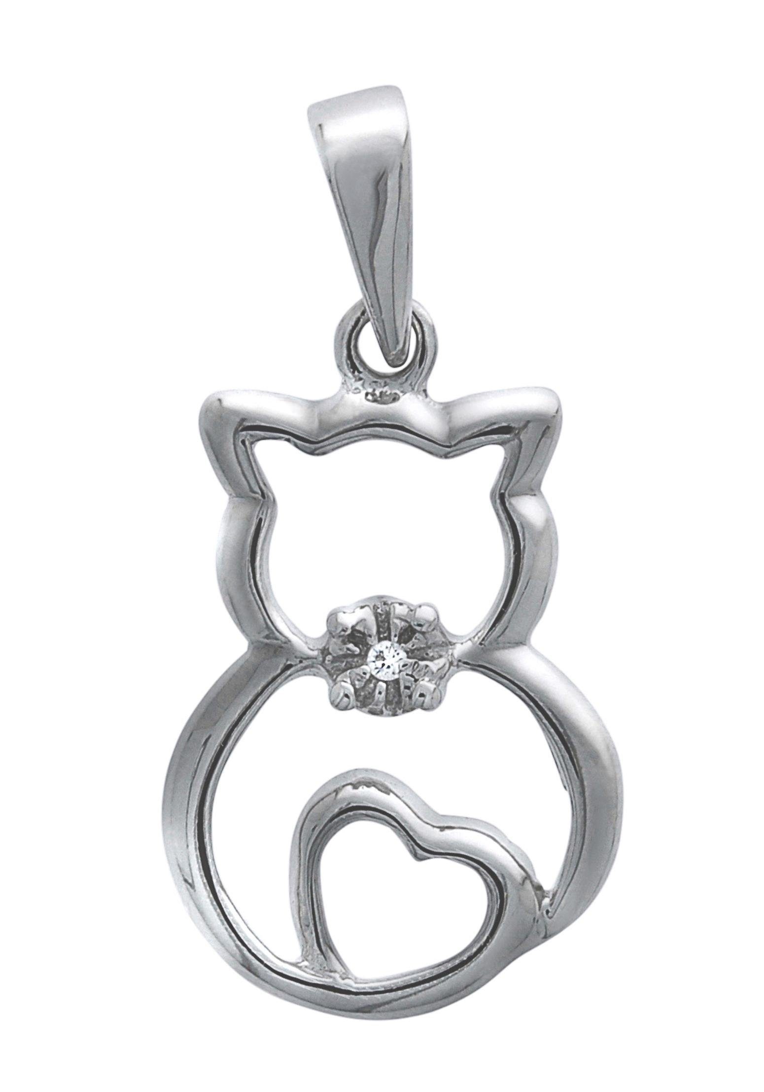 Firetti Kettenanhänger Schmuck Geschenk Silber 925 Halsschmuck Anhänger Katze, mit Zirkonia (synth)