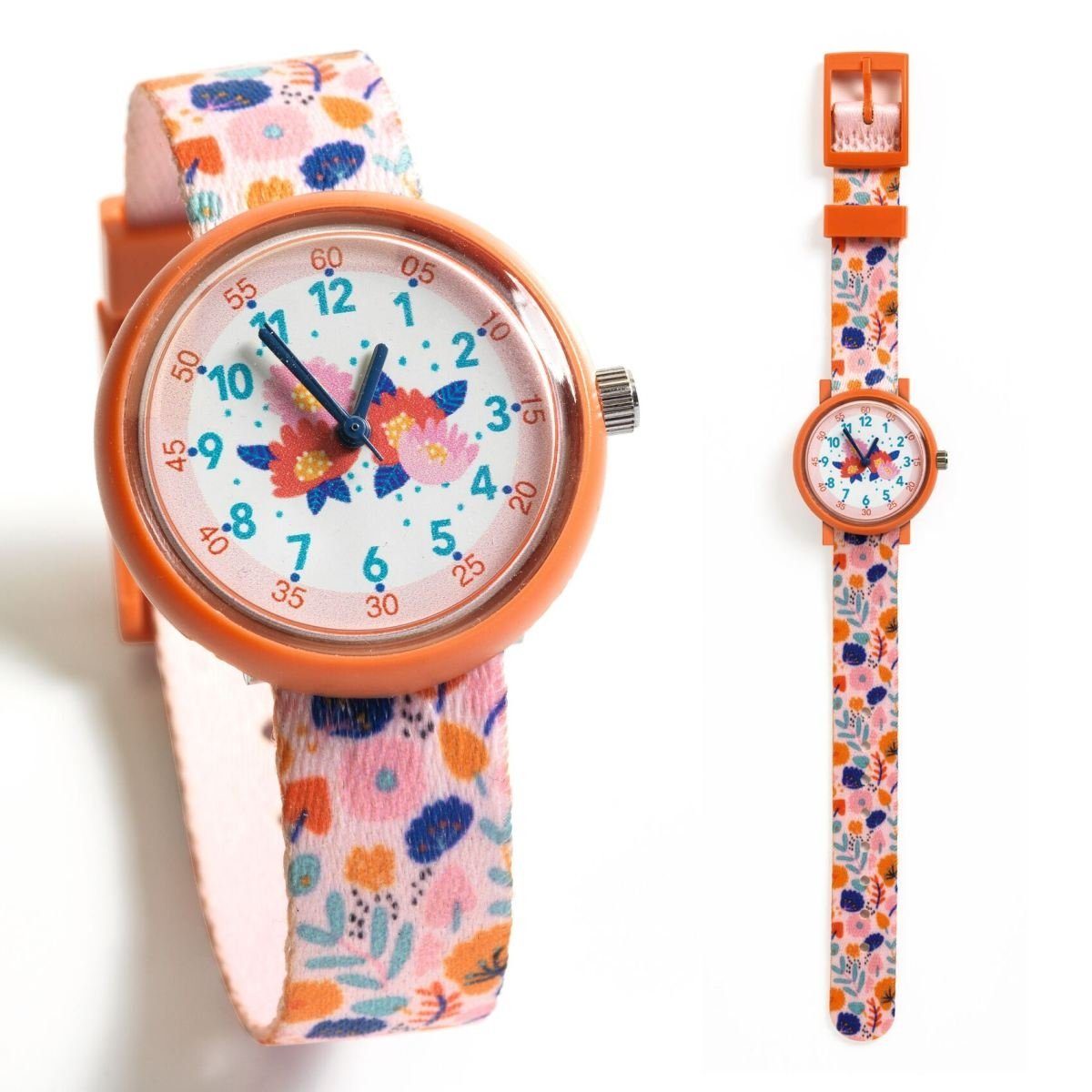 DJECO Quarzuhr Kinder Armbanduhr in buntem Design Blumen