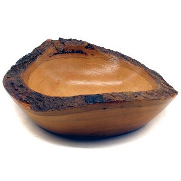 Gedeko Dekoschale Holzschale Mango Rund Oval, Schale aus Holz, mit Rand aus Baumrinde, lackiert