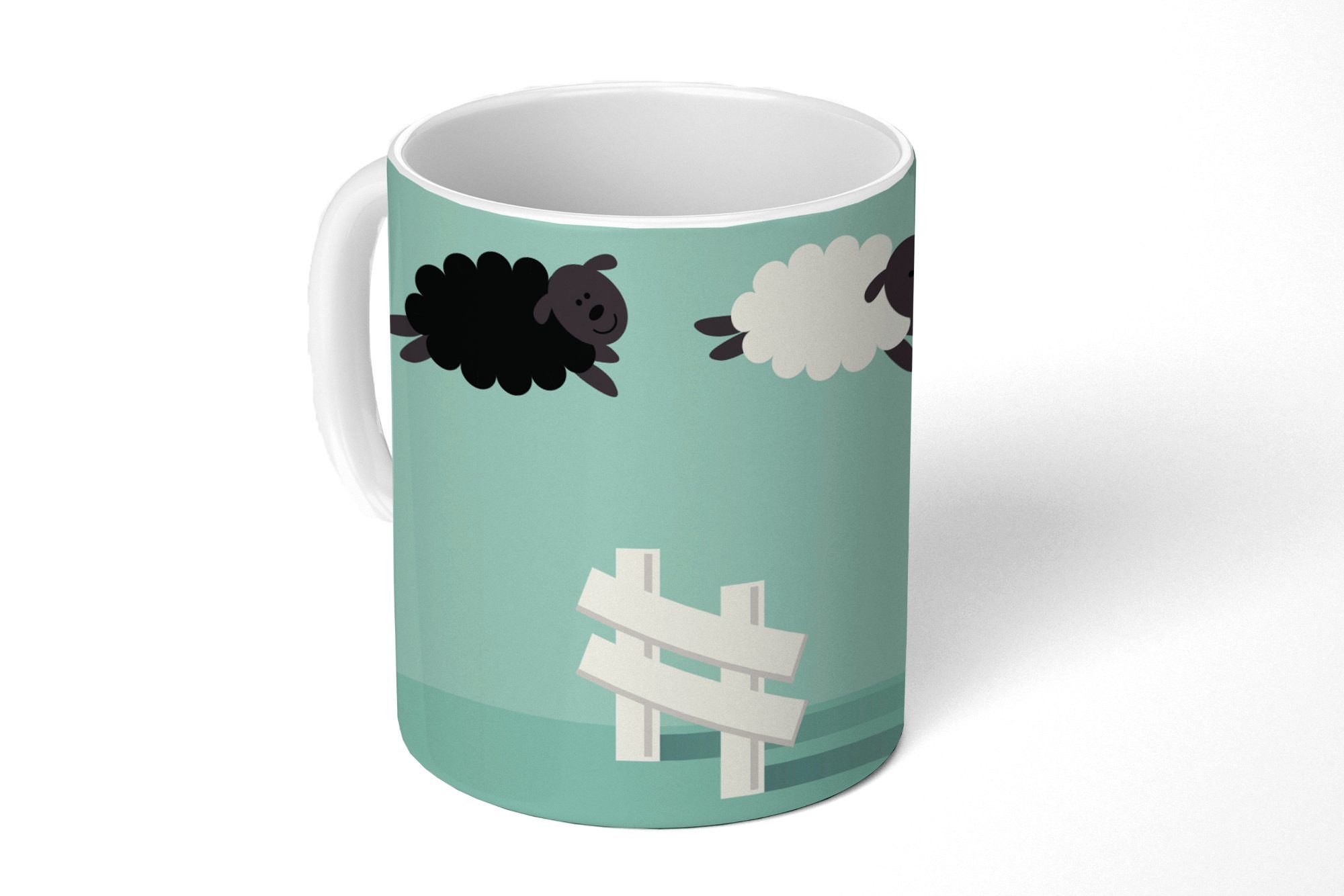MuchoWow Tasse Eine Illustration von springenden Schafen, Keramik, Kaffeetassen, Teetasse, Becher, Teetasse, Geschenk | Tassen
