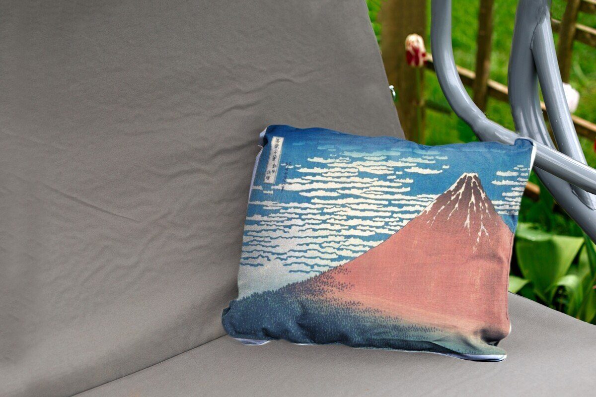 Berg Katsushika MuchoWow Kissenhülle von - Dekokissen Polyester, Fuji Hokusai, Der Outdoor-Dekorationskissen, Gemälde Dekokissenbezug,