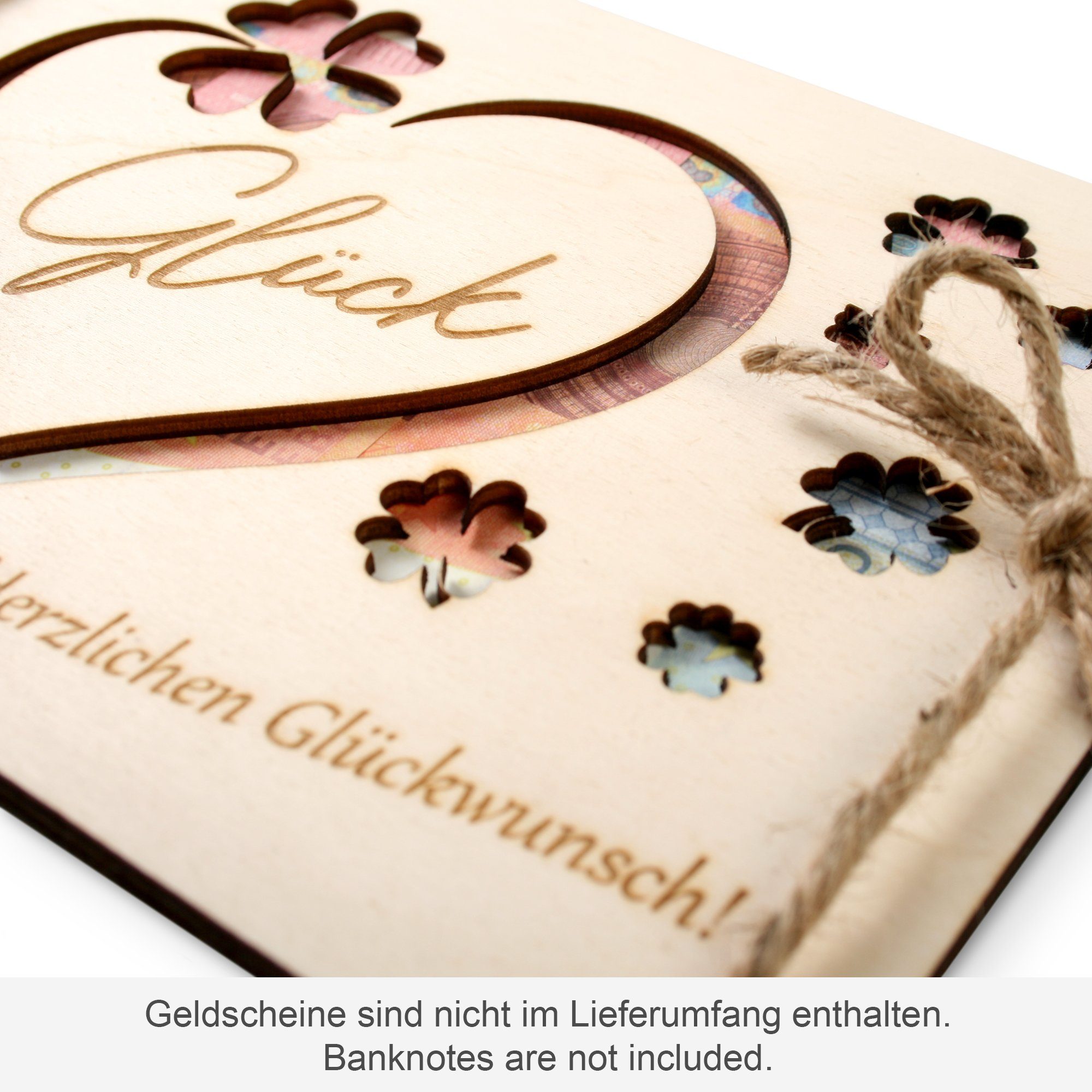 Kreative Glückwunschkarte originelle Geldgeschenk-Deko Feder Glückwunsch-Karte DIY Holzkarte - Holz, aus Holz aus 3D