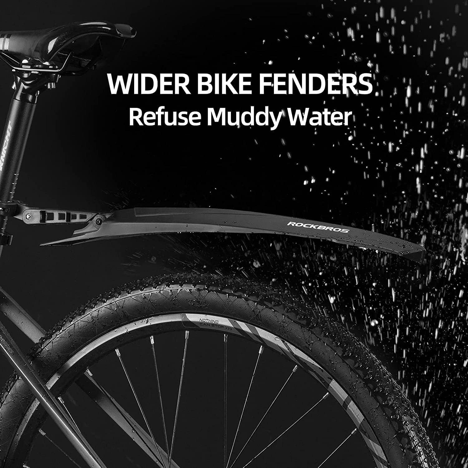 ROCKBROS Schutzblech Schutzblech Set Spritzschutz MTB (Geeignet für 26 Zoll, für Fahrräder, Mudguard, Schwarz), Vorne und Hinten