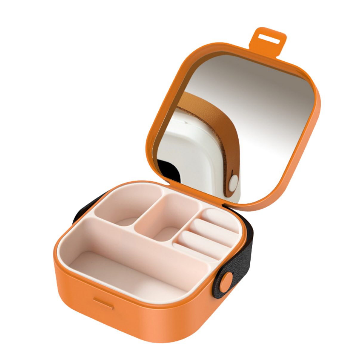 carefully selected Schmuckaufbewahrungsbox Tragbare Ebenen Spiegel mehreren orange Farbe mit Schmuckkasten und