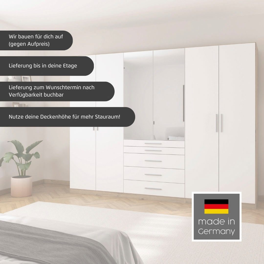 rauch Schlafzimmer-Set Komplettschlafzimmer Stauraumbett Liegefläche 180x200 MADE IN GERMANY, (Set, 4-tlg., Schrank B/H/T: 271/210/54 cm, Nachttische und Schran – Bild 5 von 5
