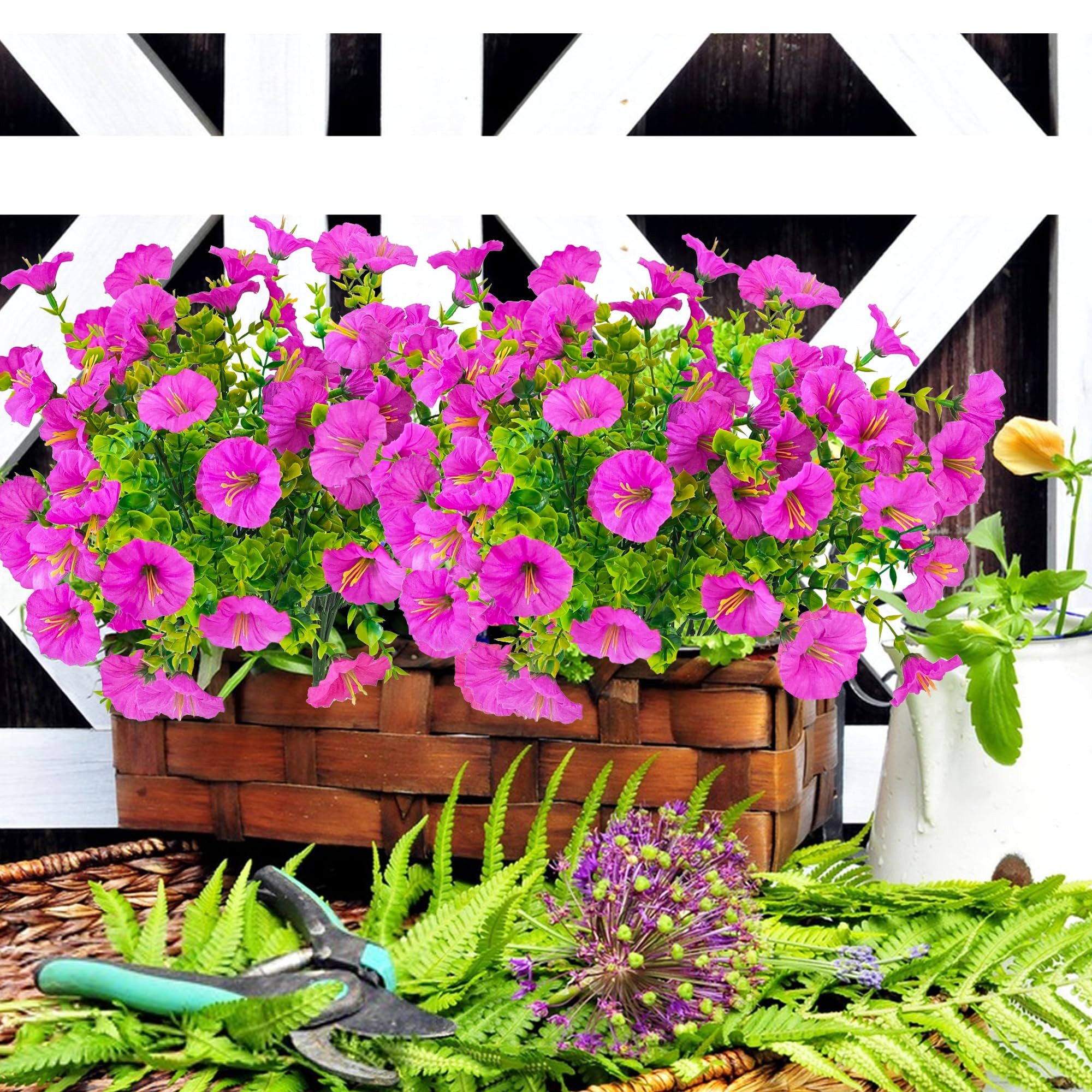 Kunstblume Künstliche Blumen Künstliche Wetterfest Petunie, FOUORTUNATE-BEE, Gefälschte Blumen für Balkonkasten Pflanzgefäß Innen Outdoor – Bild 4 von 5