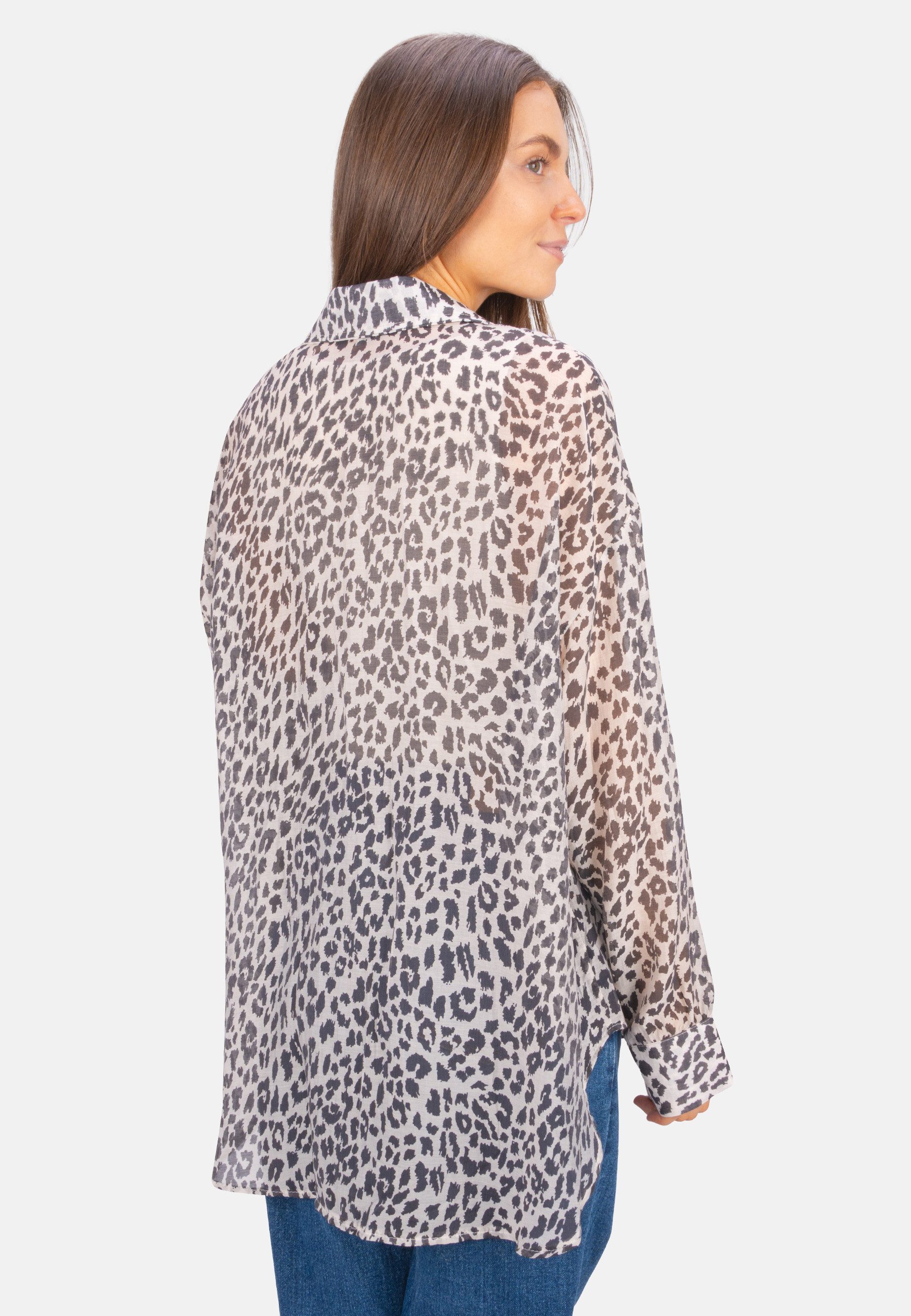 Seasons of April Hemdbluse EILEEN OVERSIZED Leo Hemdbluse, Leicht & Atmungsaktiv, Oversized für Sommer & Frühling