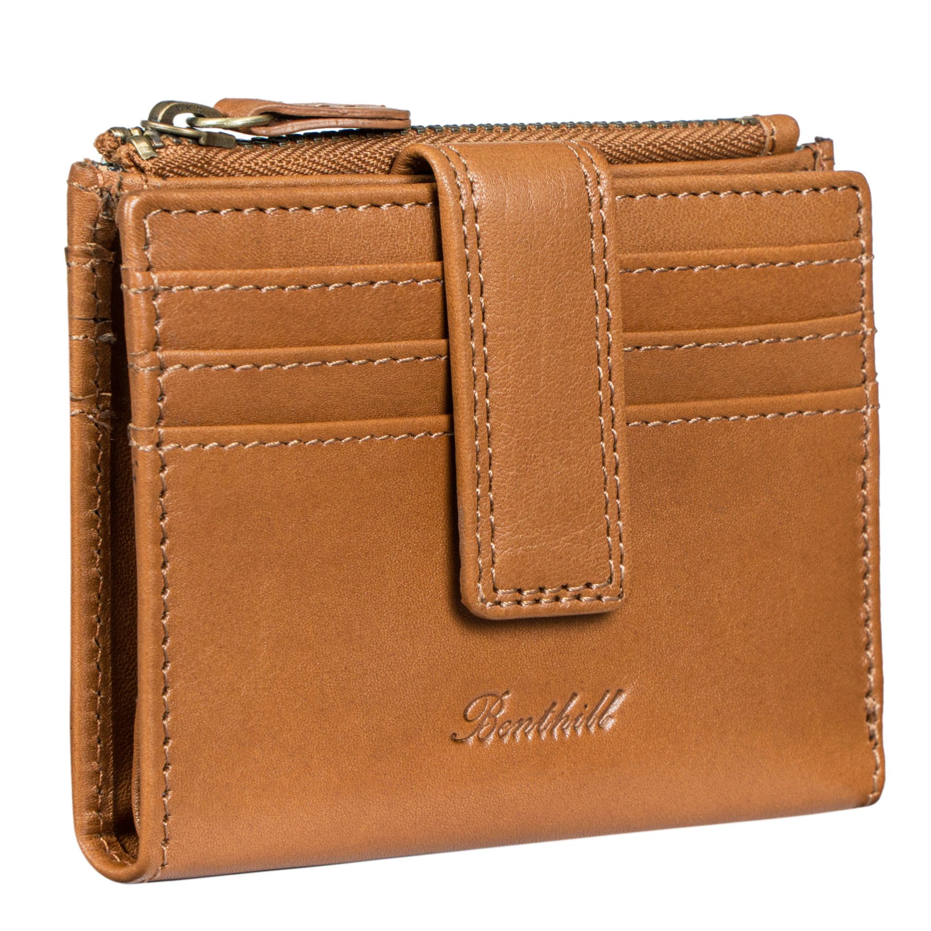 Benthill Kartenetui Kreditkartenetui Slim Portemonnaie Echt Leder Geldbörse Mini Wallet, RFID-Schutz Kartenfächer Münzfach Reißverschlussfach