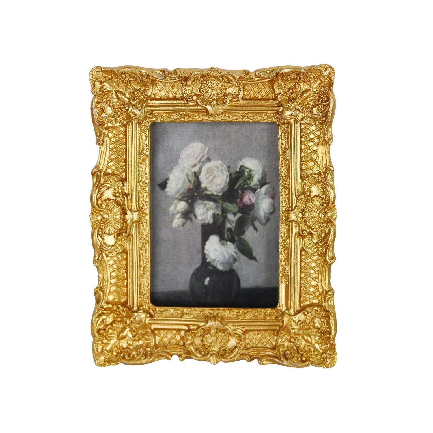 LuxusKollektion Staffelbilderrahmen Bilderrahmen Kunstharz Vintage Gold 2.5x3.5 Zoll, (1 St)