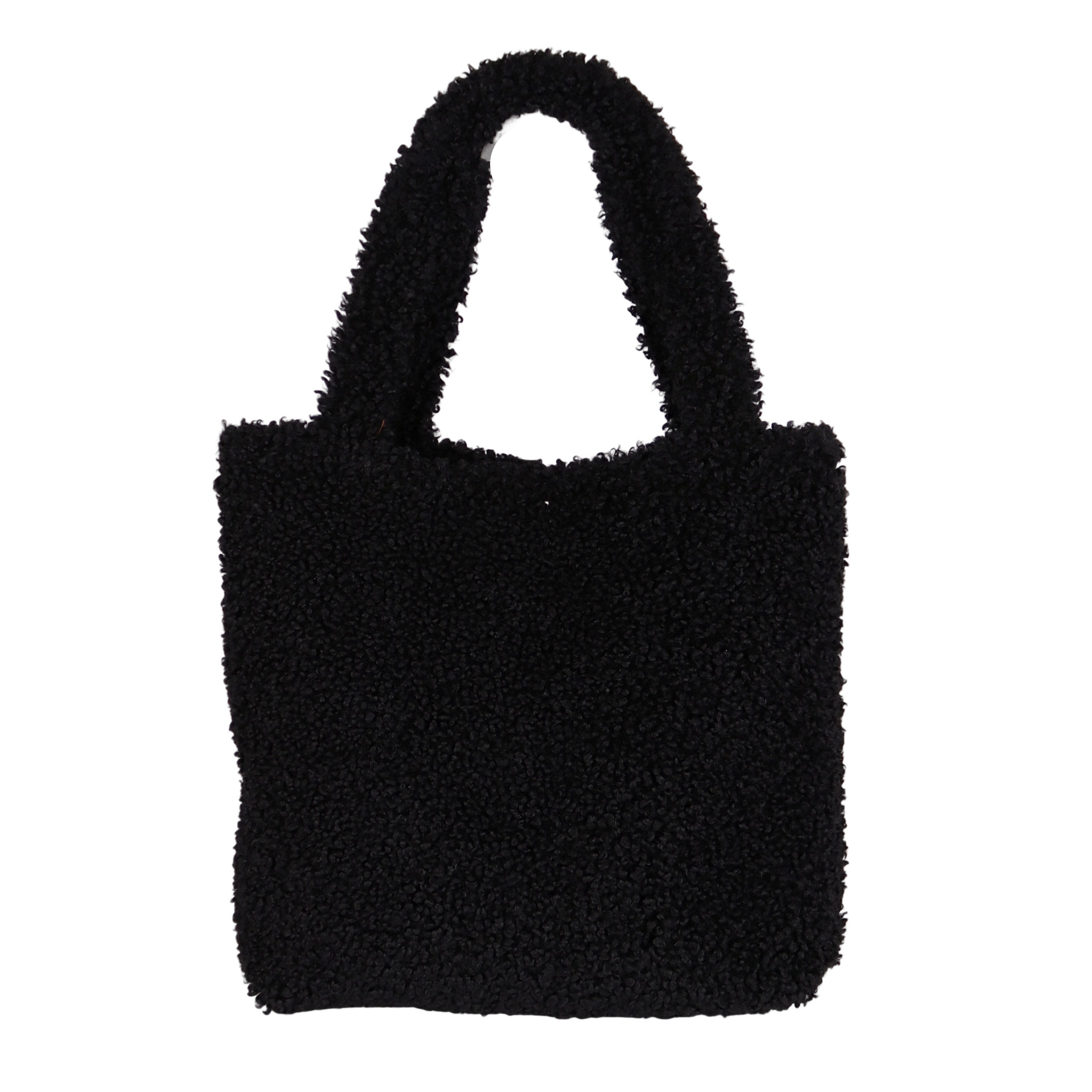 MIRROSI Сумки для покупок aus Kunstfell, Kunst-Teddyfell, Made in Italy, Beuteltasche, Tragetasche (33x36x11cm) mit viel Stauraum