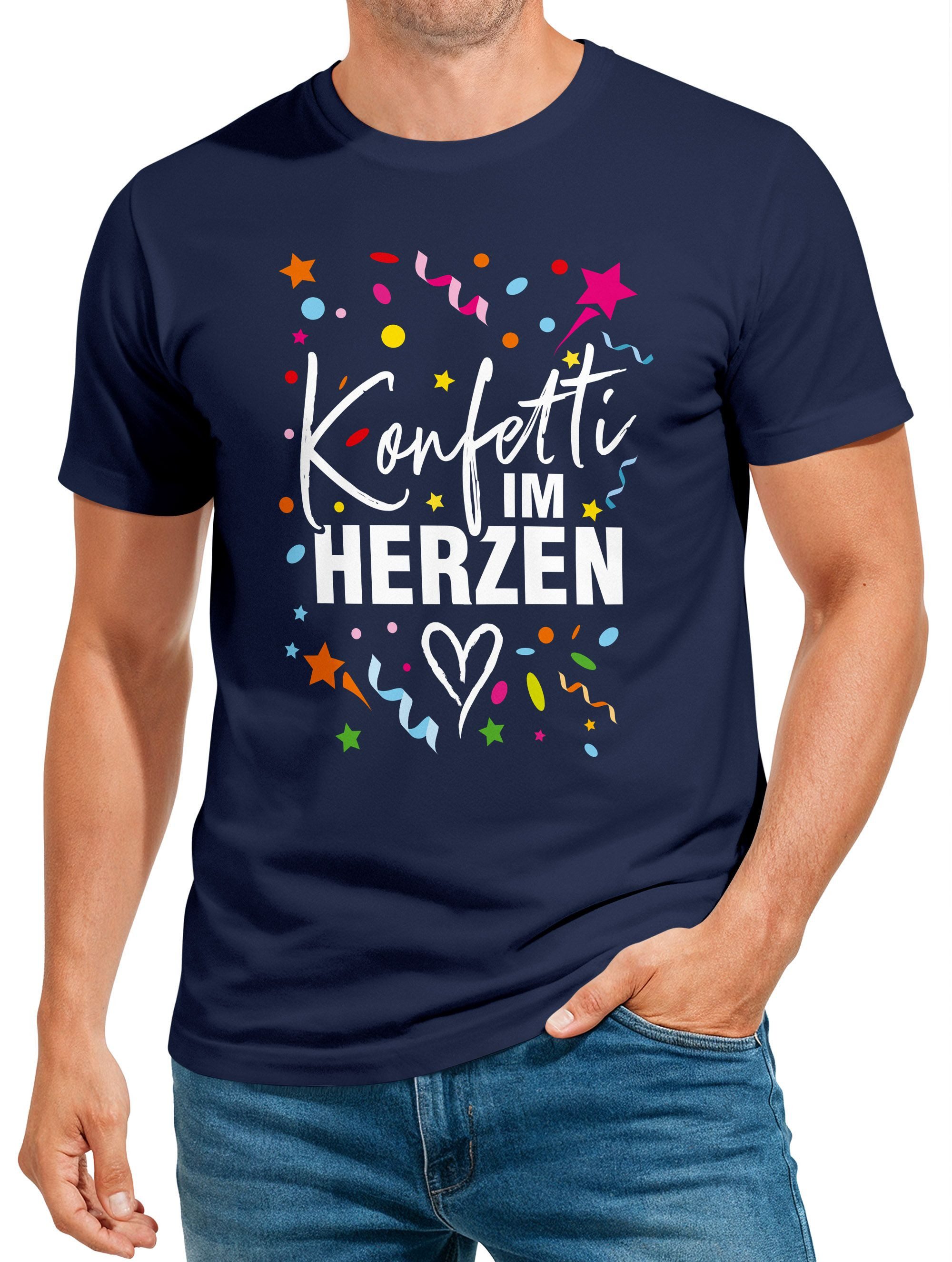 Print-Shirt Herren T-Shirt Fasching Karneval Konfetti im Herzen Kostüm-Ersatz