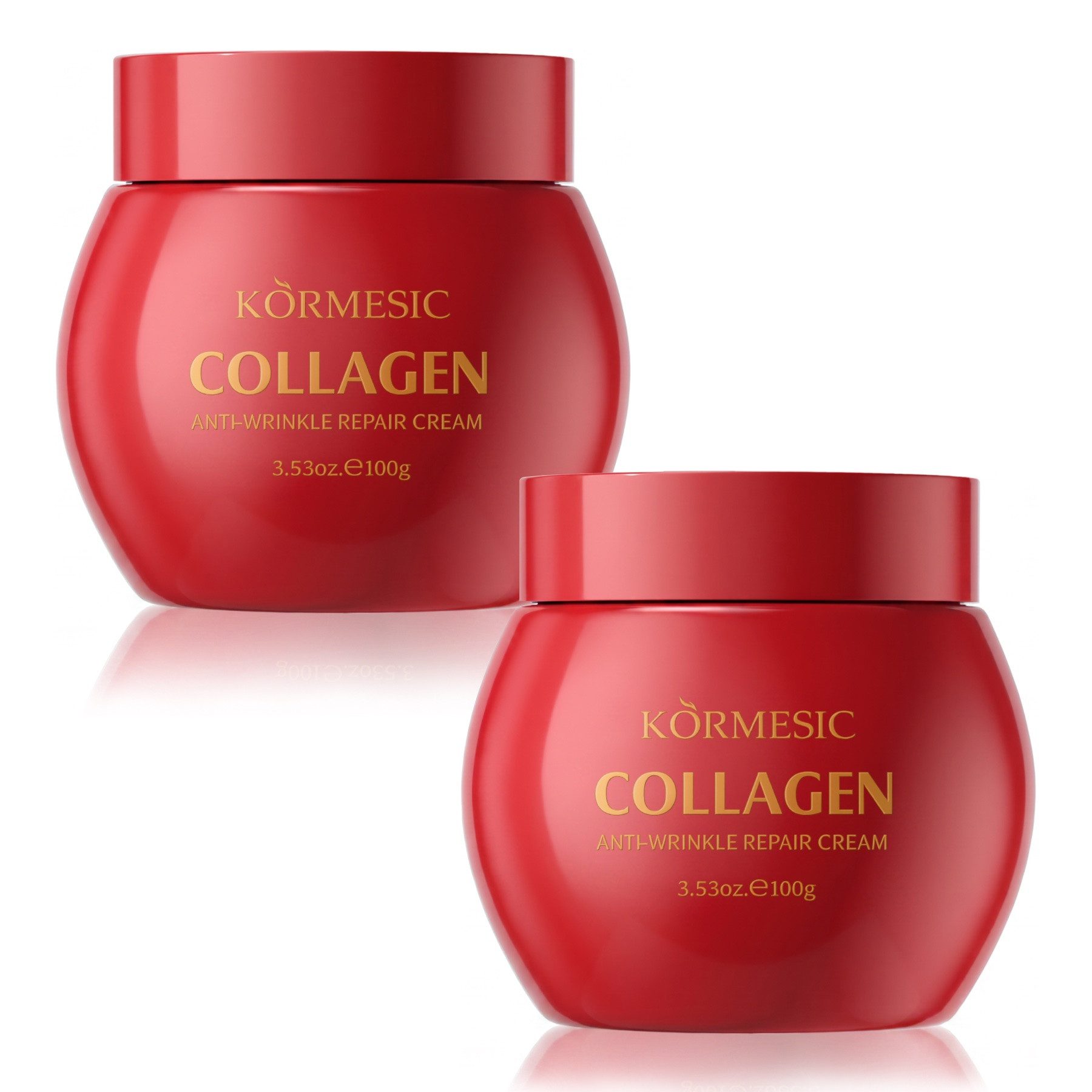 KORMESIC Tagescreme Kollagen Anti-Aging Gesichtscreme Anti-Falten Straffung 100g, 2-tlg., Falten,Müdigkeit, Flüssigkeitszufuhr, Frühzeitige Alterungsanzeichen